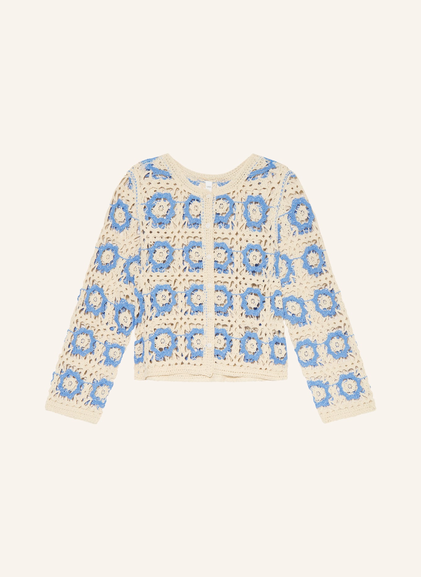 Y.A.S. Crocheted jacket: LIGHT BLUE / BEIGE