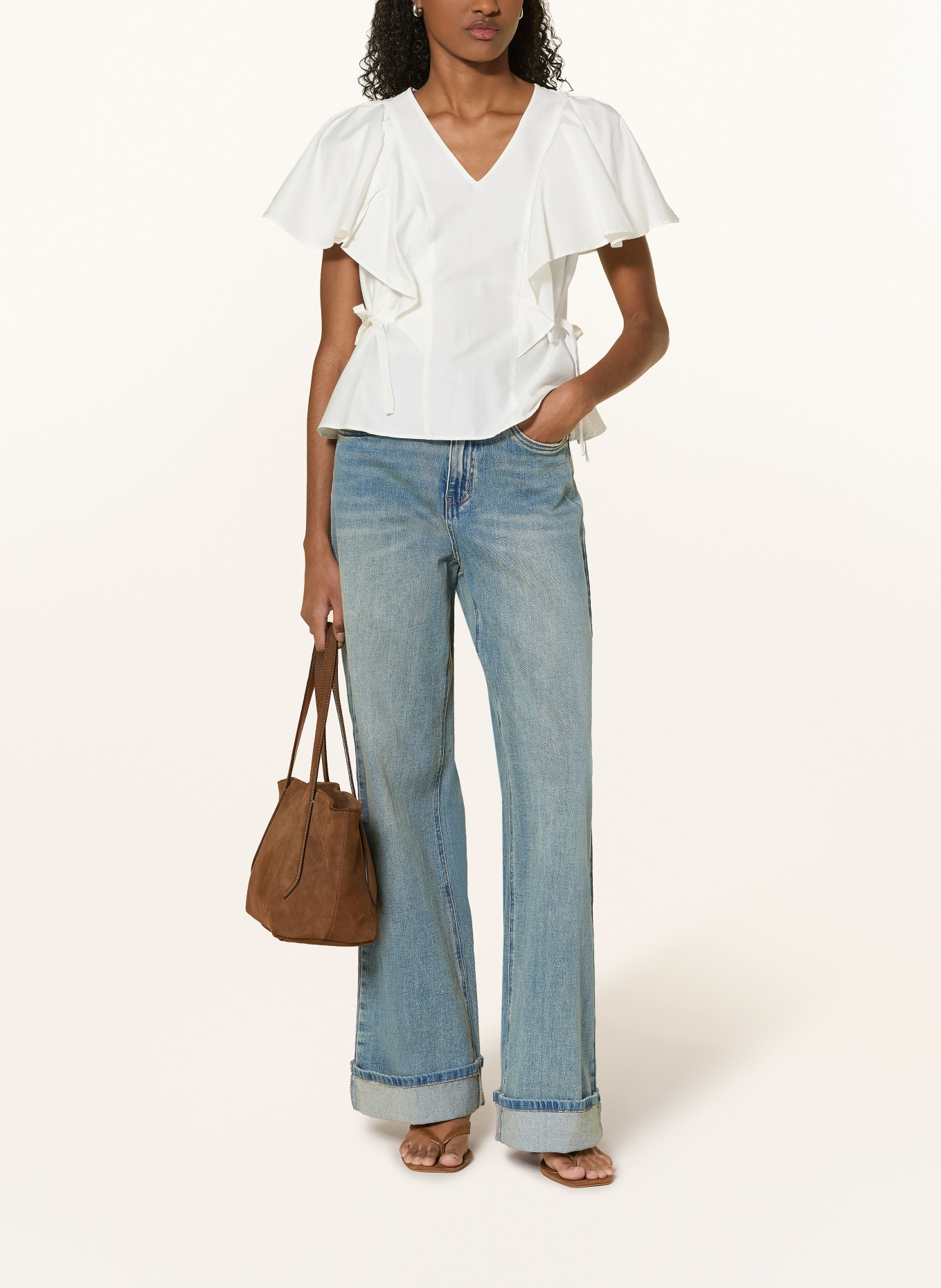 Y.A.S. Blouse top with ruffles: WHITE