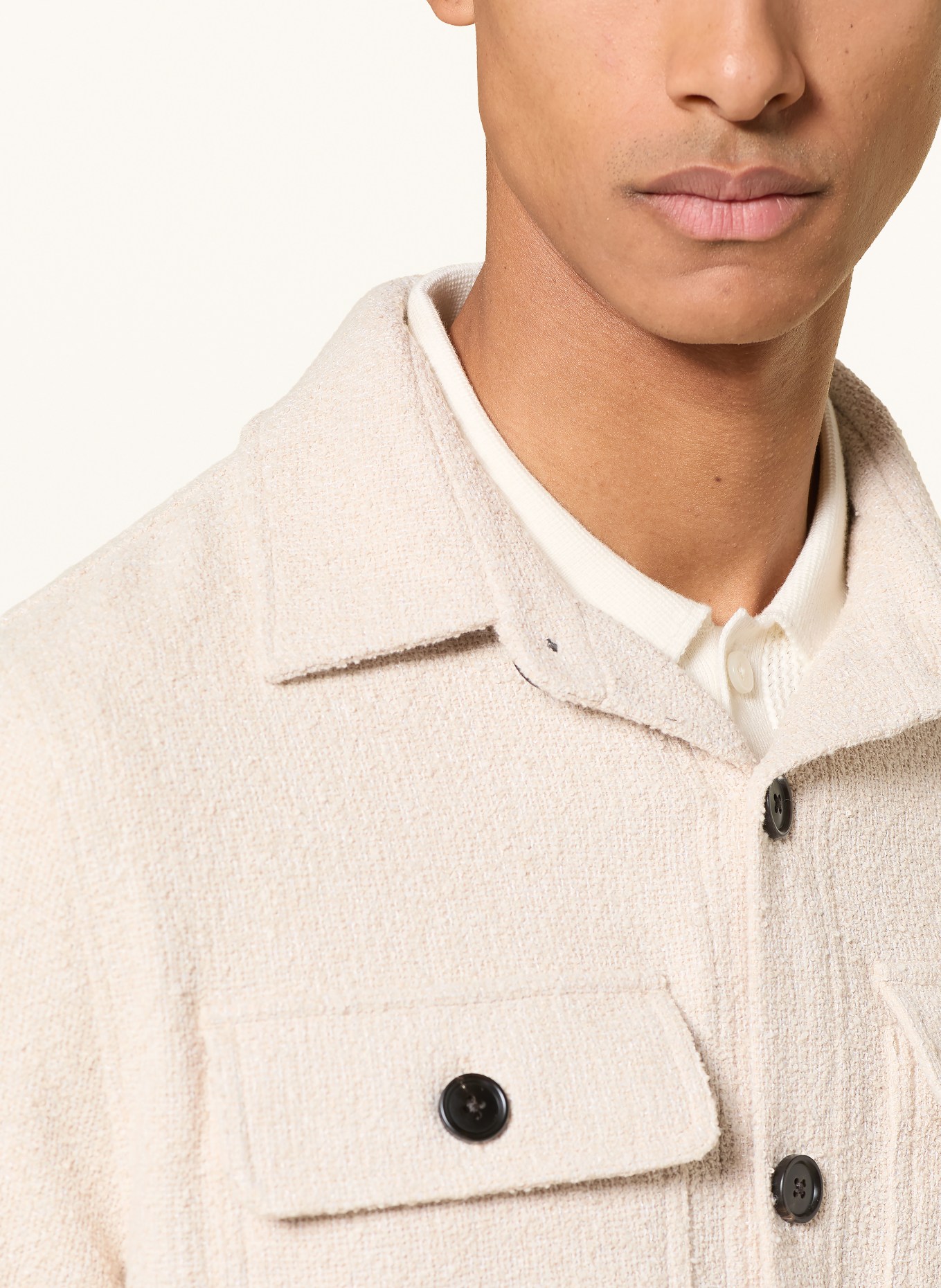 PROFUOMO Bouclé-overshirt: BEIGE