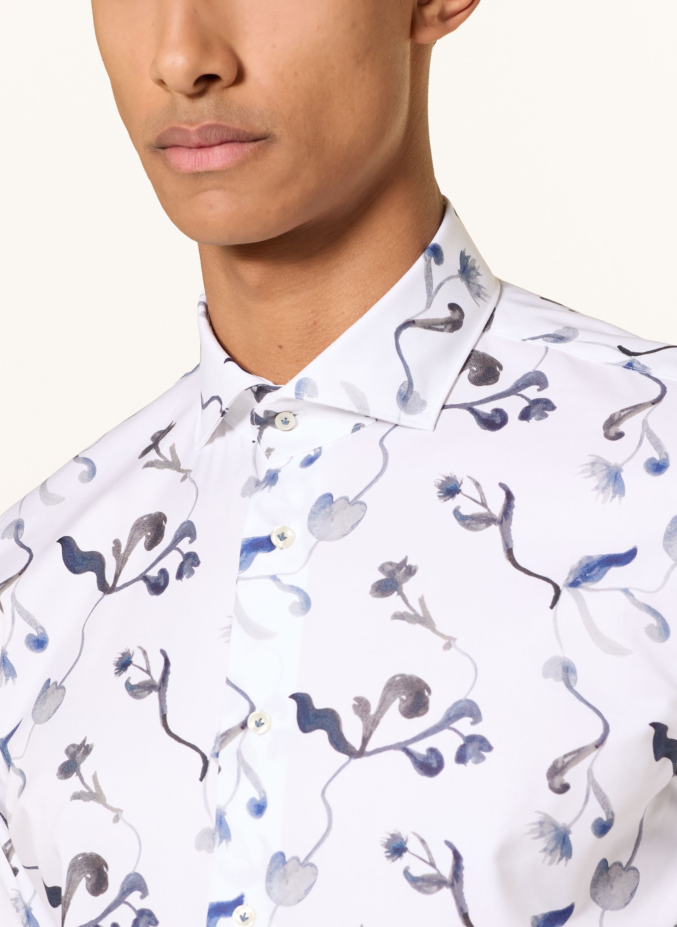 PROFUOMO Hemd Slim Fit: BLAU / WEISS / SCHWARZ