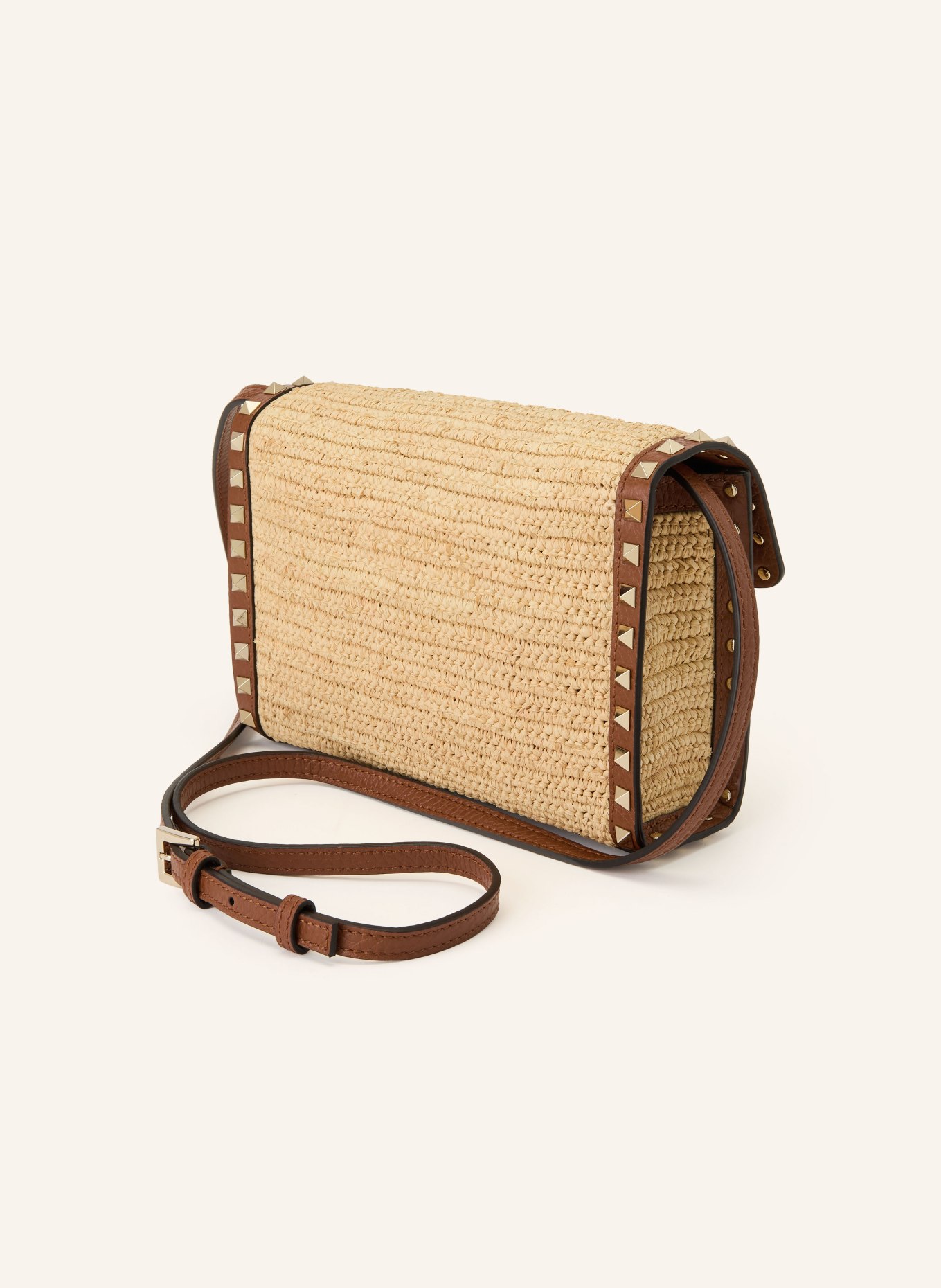 VALENTINO GARAVANI Sac à bandoulière ROCKSTUD SMALL avec rivets: MARRON CLAIR / OR / MARRON