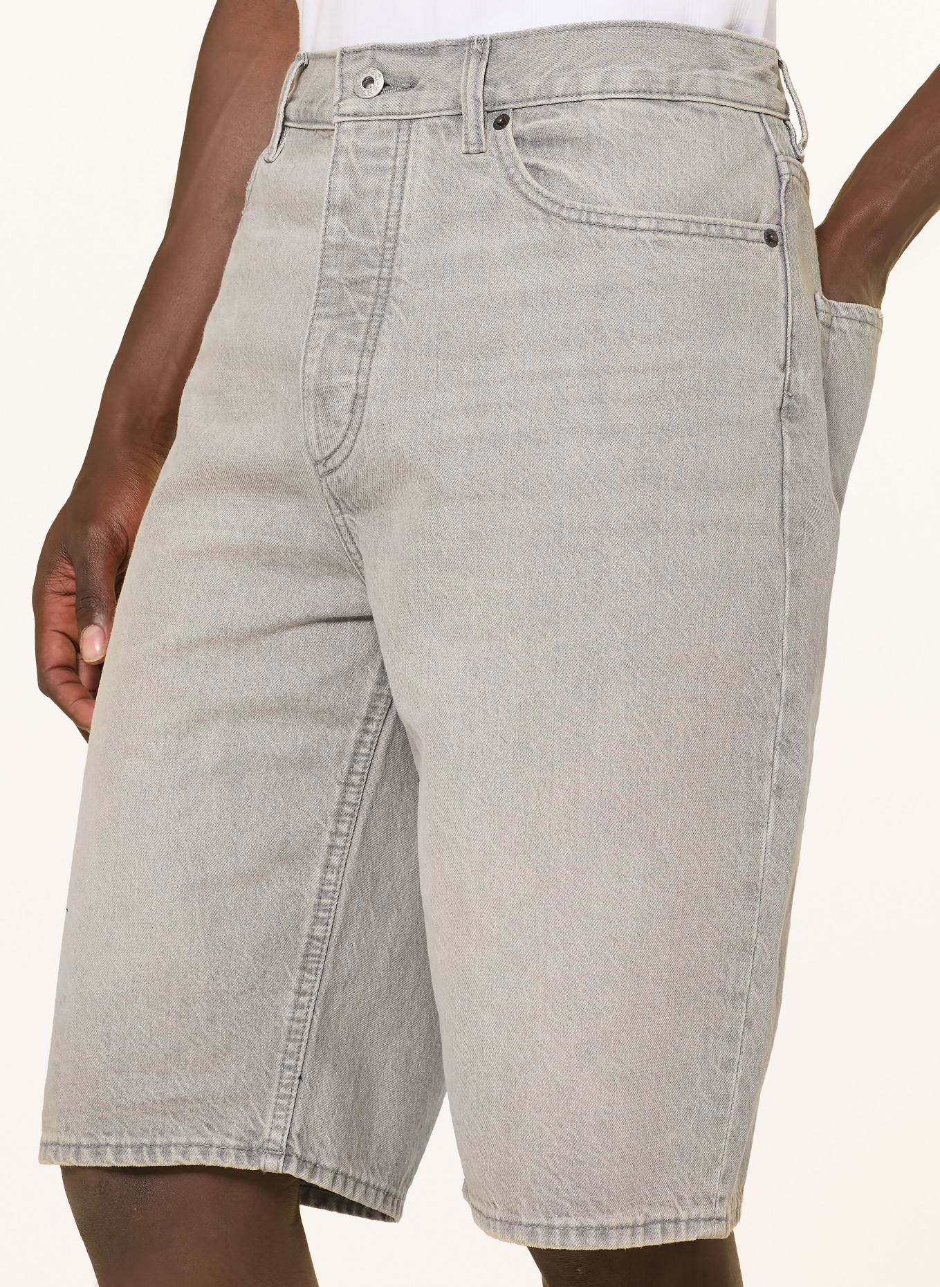 HUGO SKATE Straight Fit Denim Shorts: 035 MEDIUM GREY