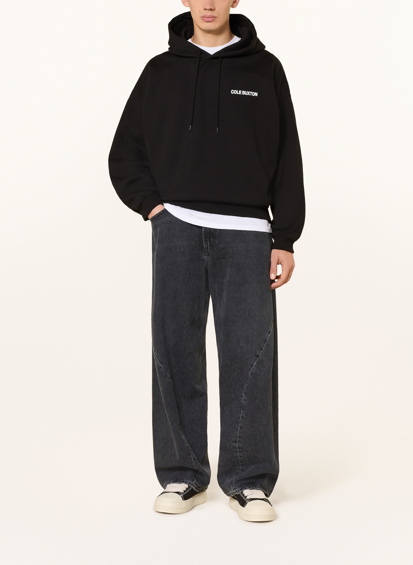 COLE BUXTON Sweat à capuche: NOIR / BLANC