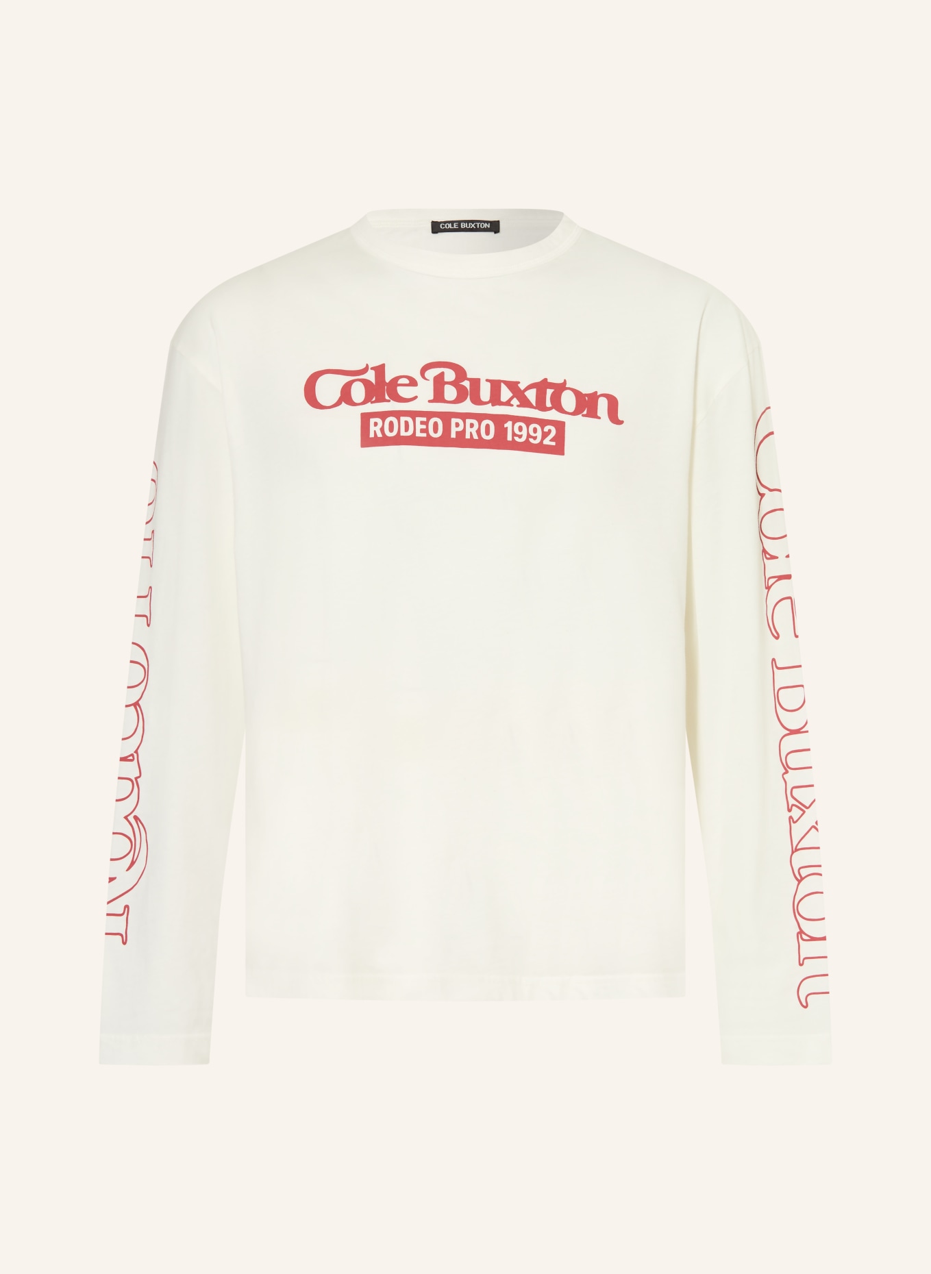 COLE BUXTON T-shirt à manches longues RODEO PRO: CRÈME / ROUGE FONCÉ