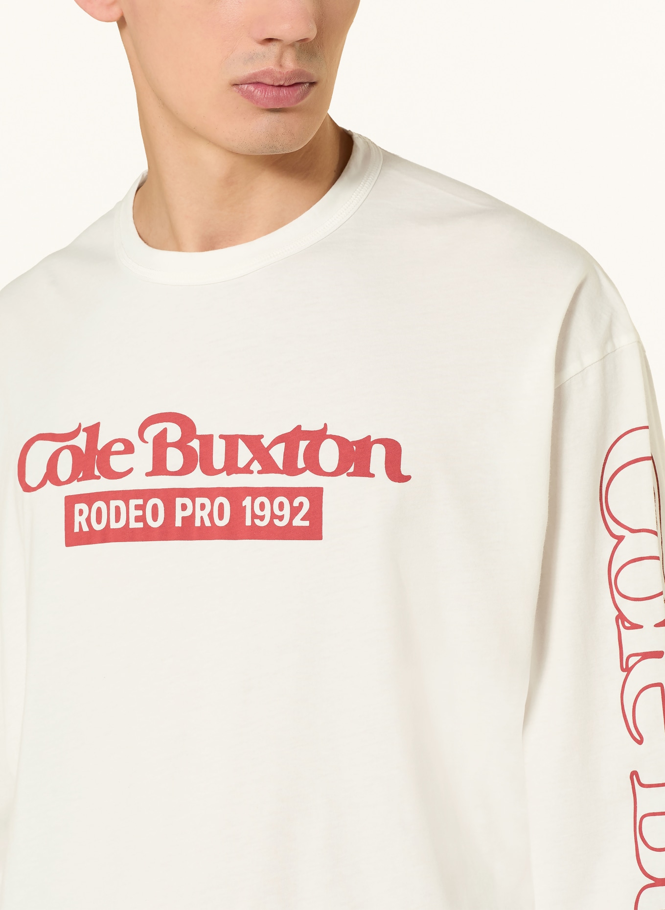 COLE BUXTON T-shirt à manches longues RODEO PRO: CRÈME / ROUGE FONCÉ
