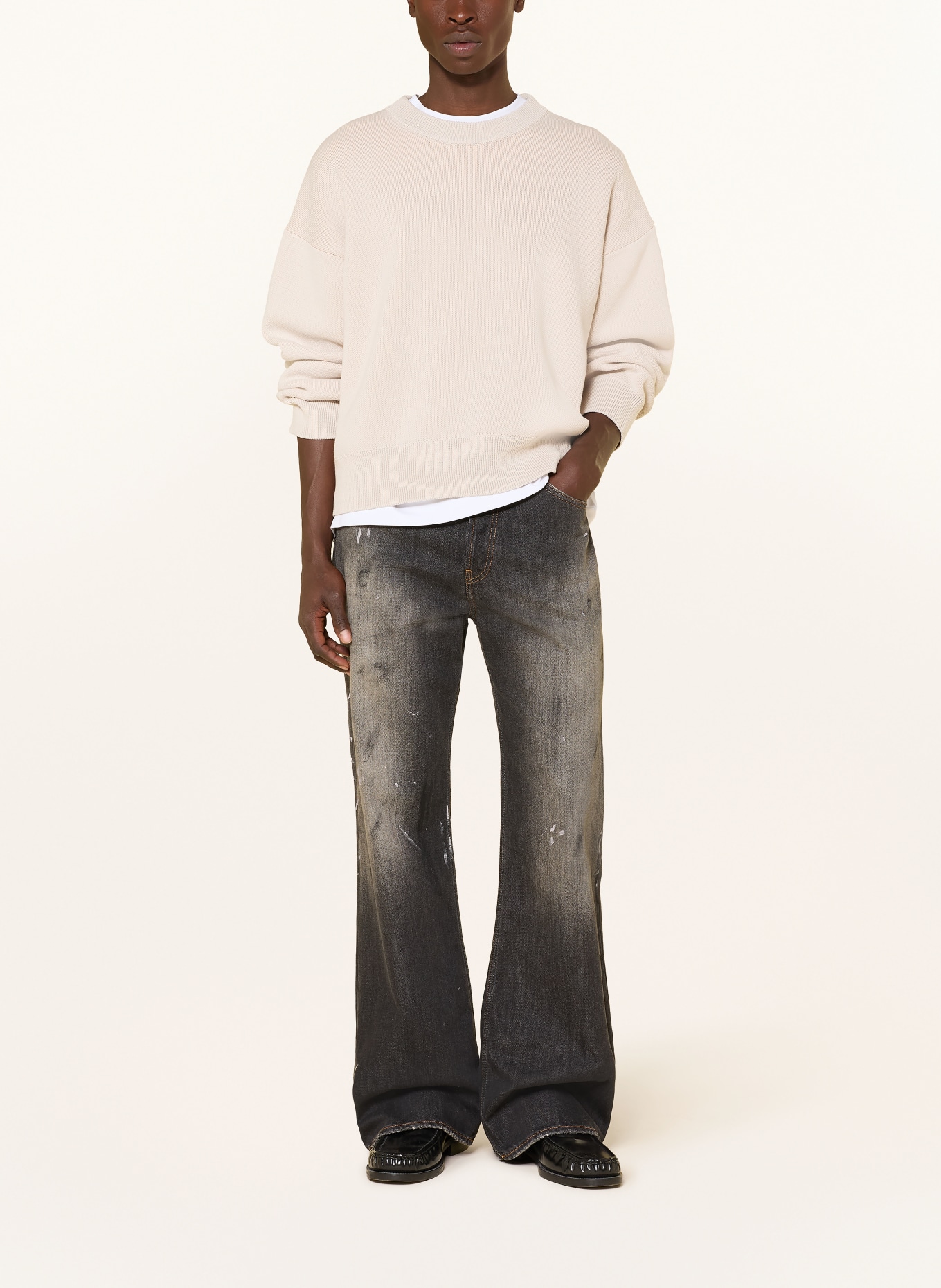 WRSTBHVR GARM Sweater: ECRU / LIGHT ORANGE