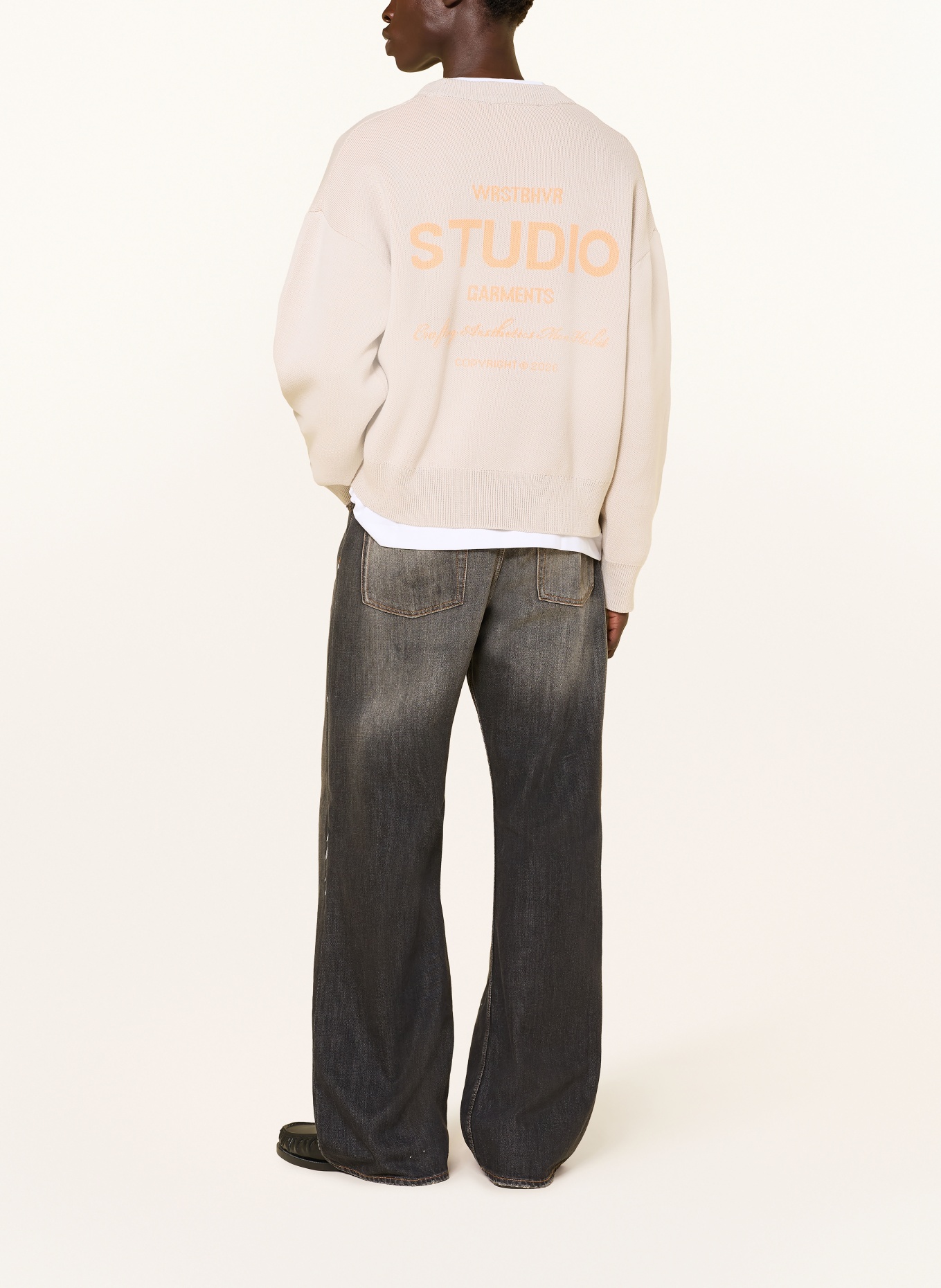 WRSTBHVR GARM Sweater: ECRU / LIGHT ORANGE