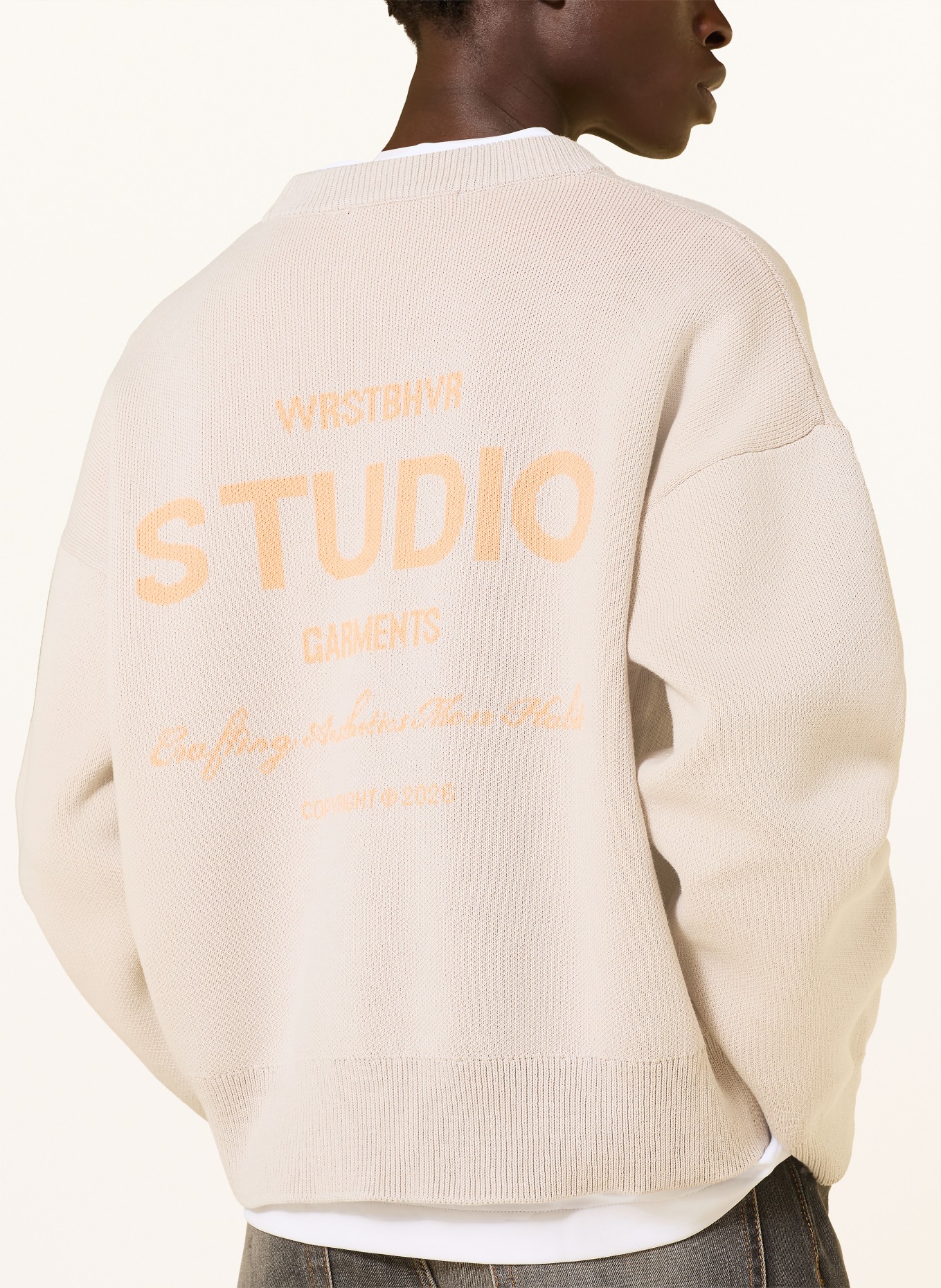 WRSTBHVR GARM Sweater: ECRU / LIGHT ORANGE