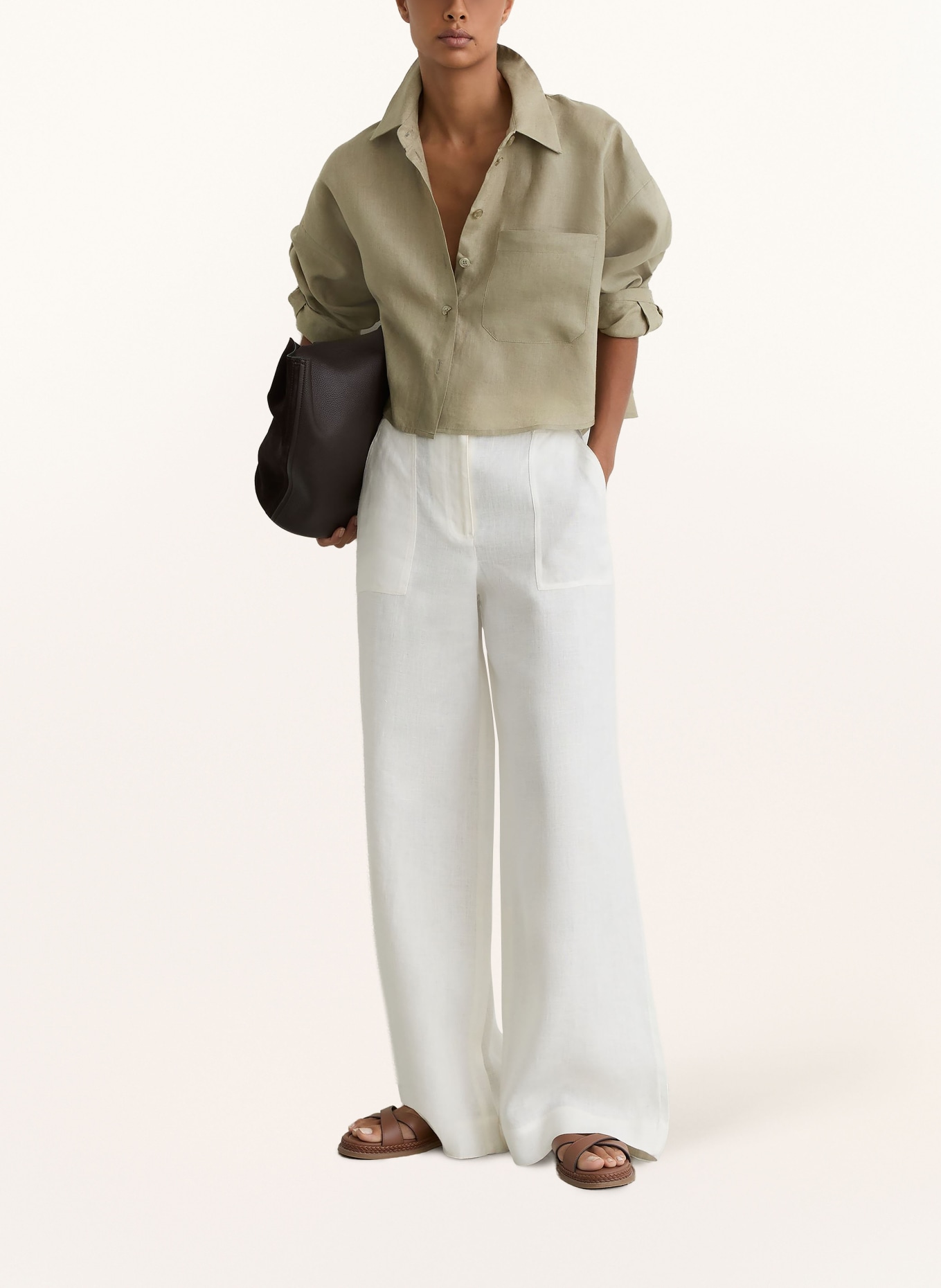 REISS Linen shirt blouse SOLENA: OLIVE