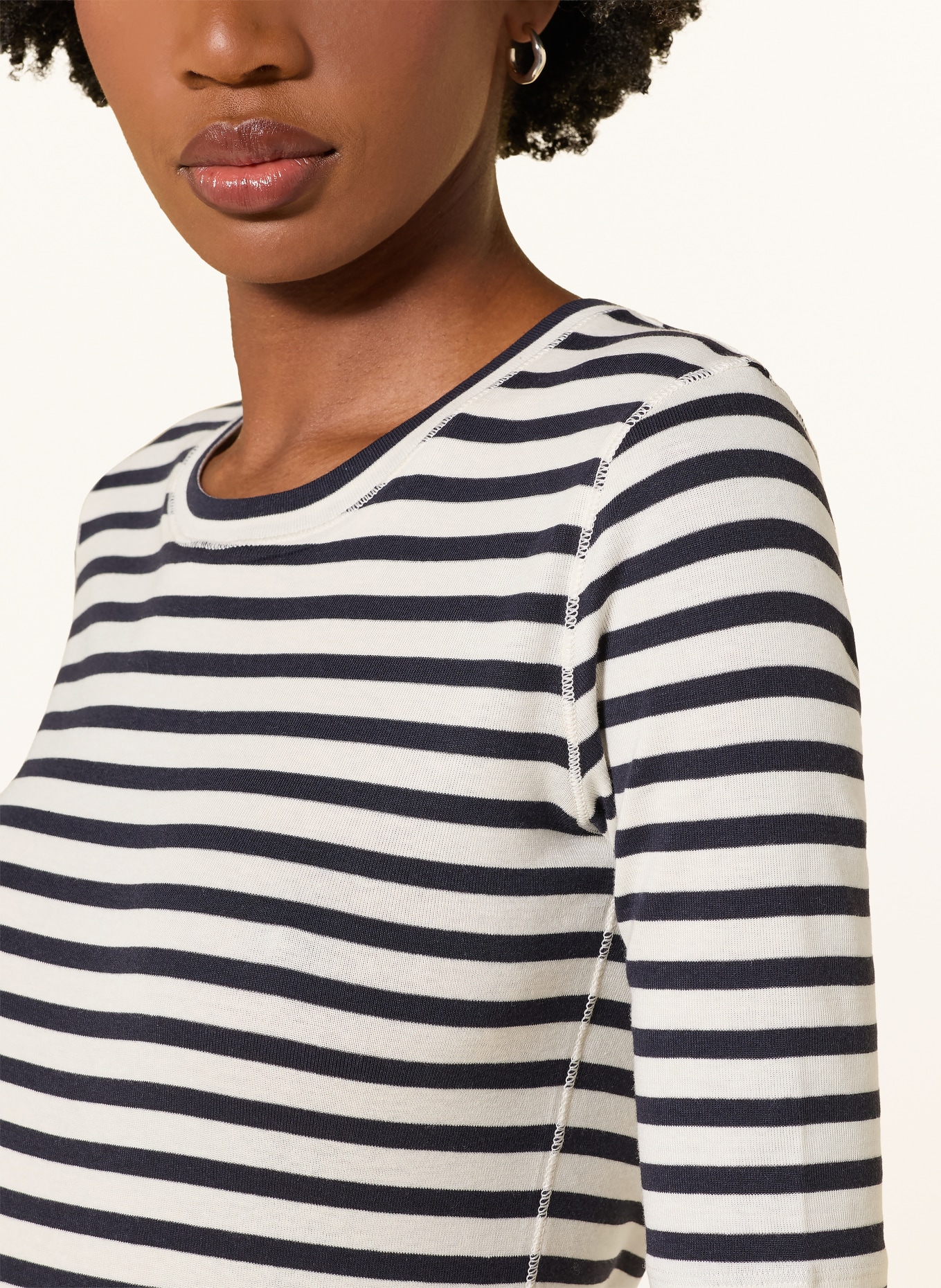CLOSED T-shirt: DONKERBLAUW / WIT