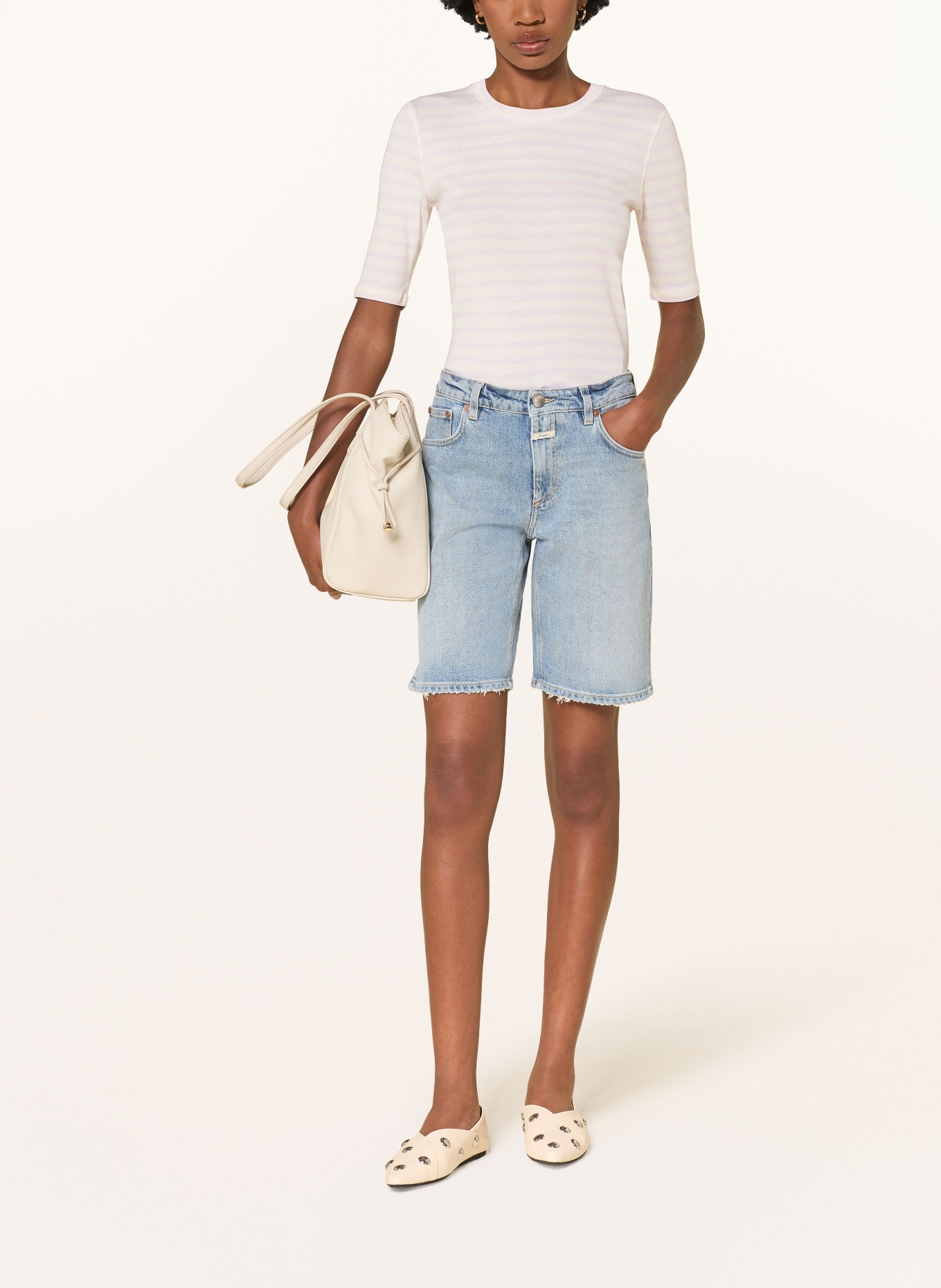 CLOSED T-Shirt: HELLLILA / CREME