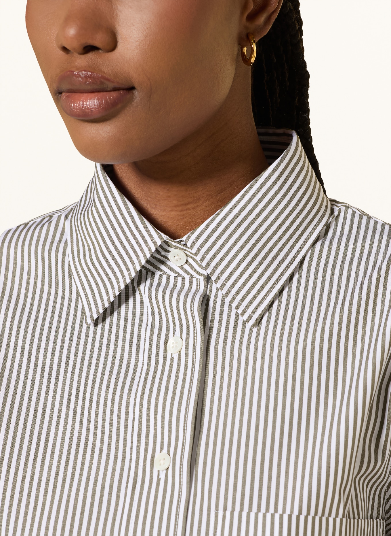 CLOSED Shirt blouse: GREEN / WHITE