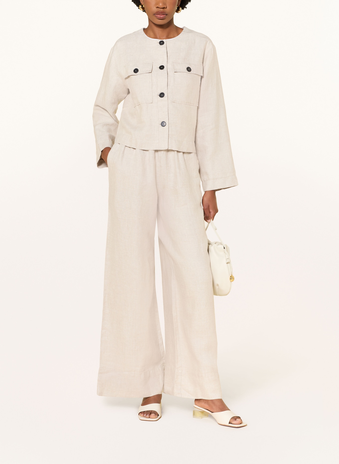 lilienfels Linen jacket with glitter thread: BEIGE
