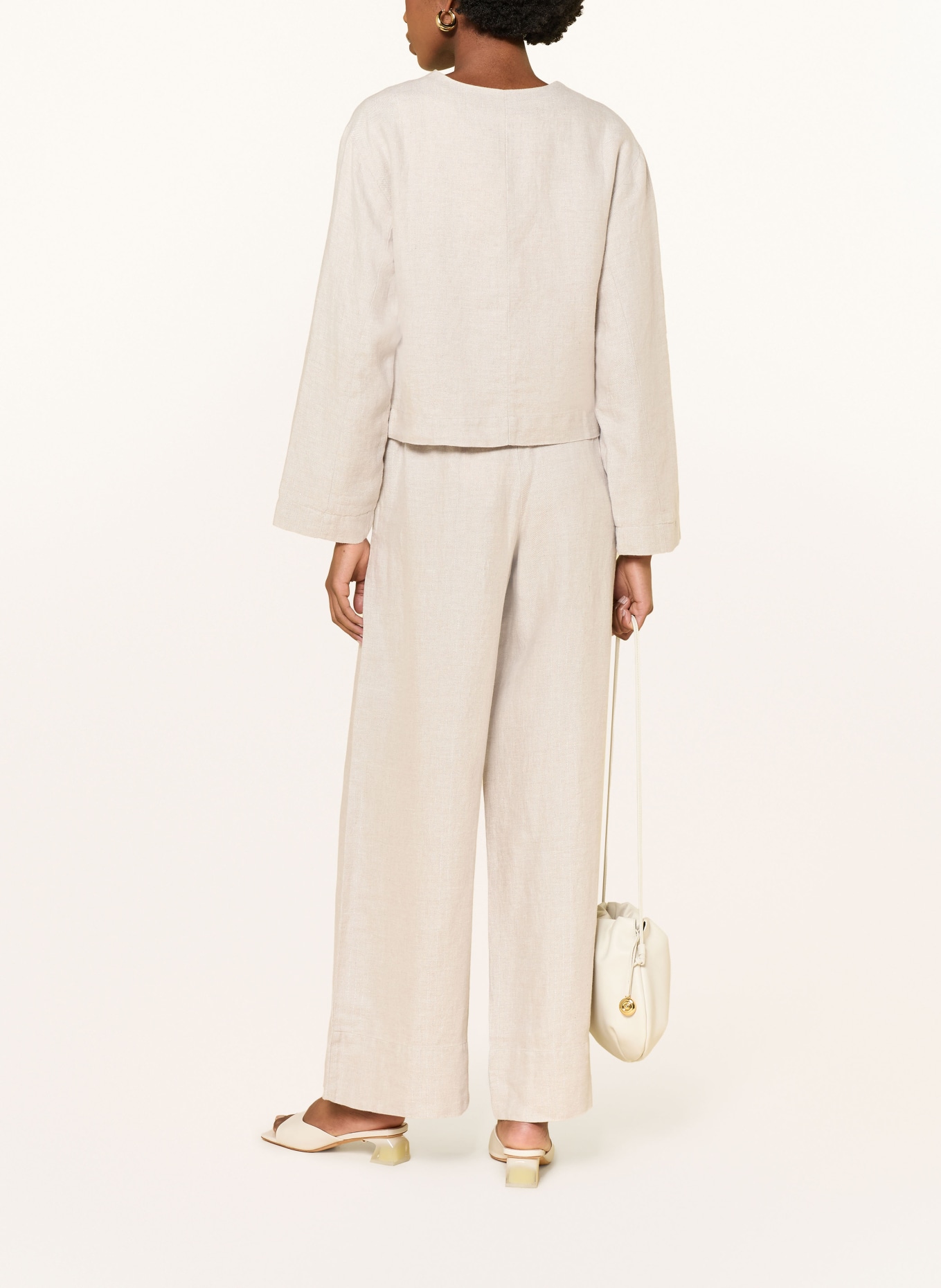 lilienfels Linen jacket with glitter thread: BEIGE