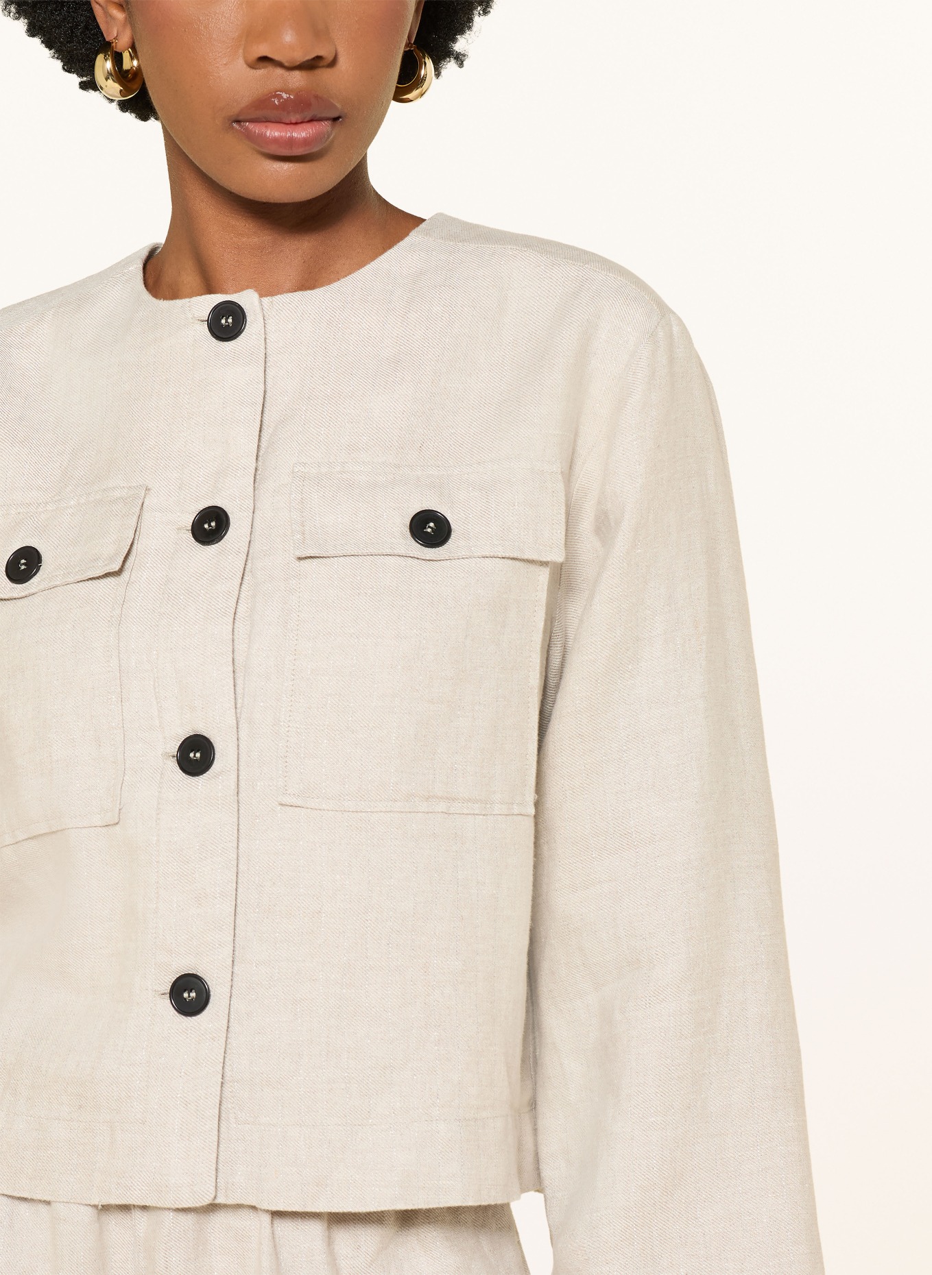 lilienfels Linen jacket with glitter thread: BEIGE