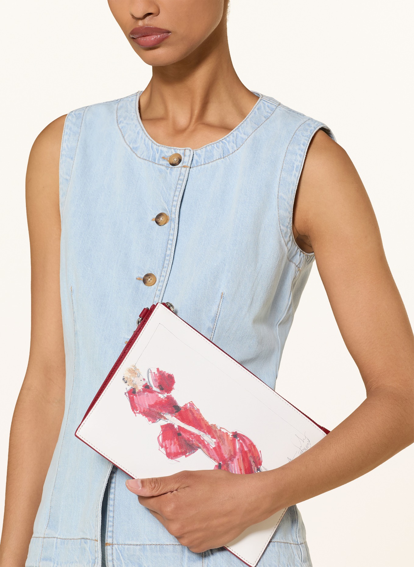 MARC JACOBS Pouch THE RUNWAY ILLUSTRATION WRISTLET: RØD / SØLV / HVID