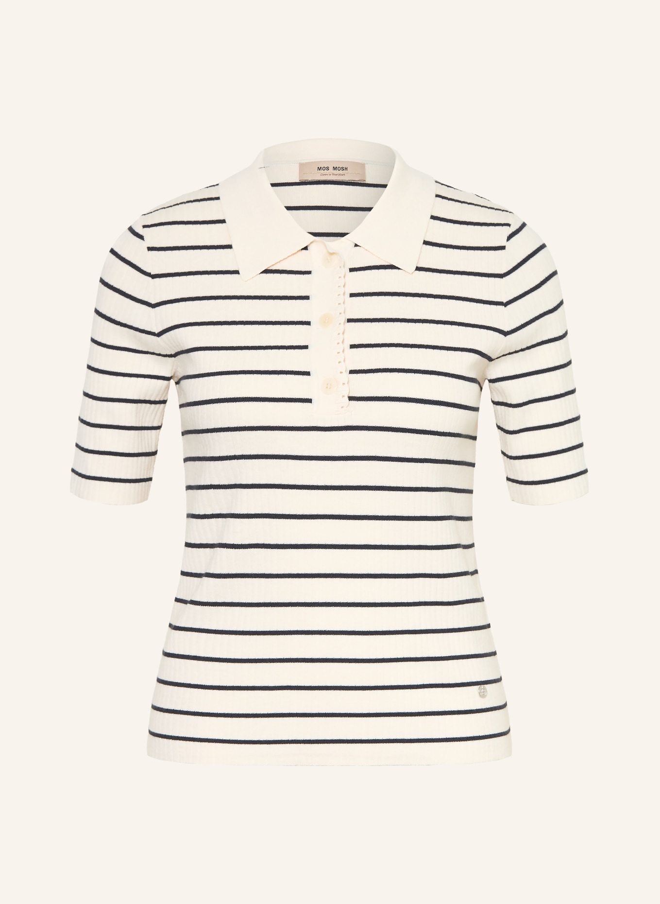 MOS MOSH Polo en maille MMCALIZ: CRÈME / BLEU FONCÉ