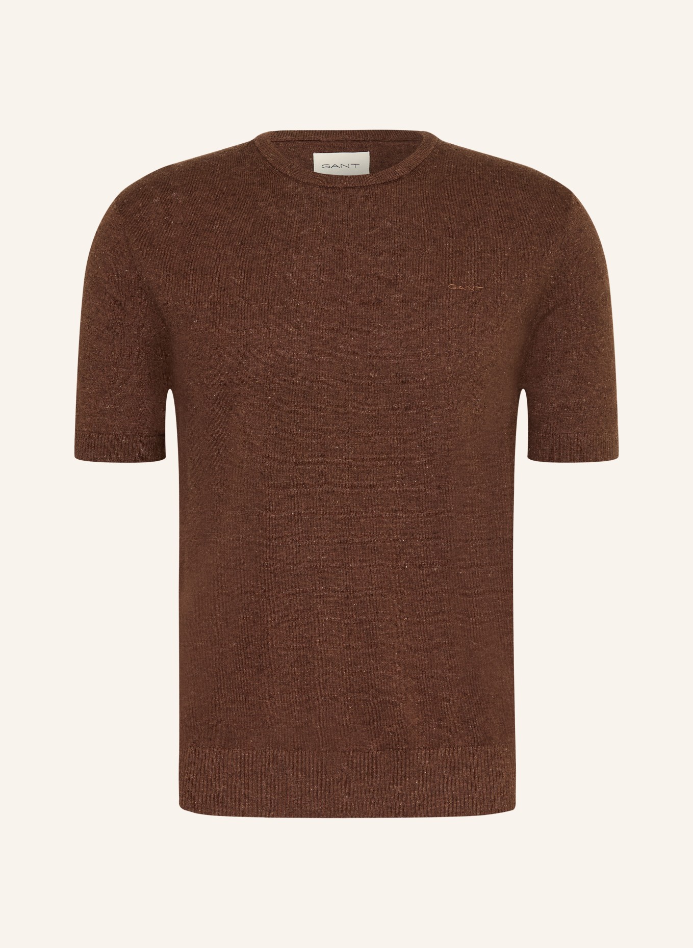 GANT T-shirt en maille avec lin: MARRON