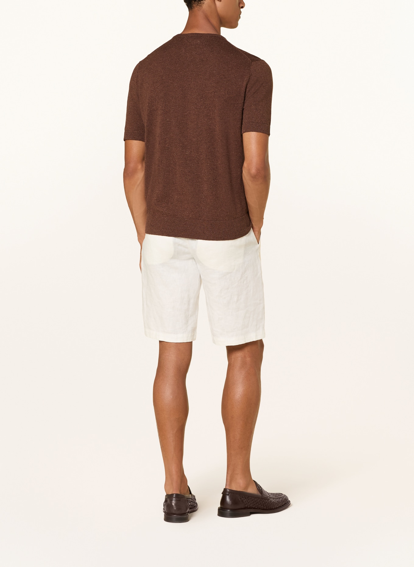 GANT T-shirt en maille avec lin: MARRON