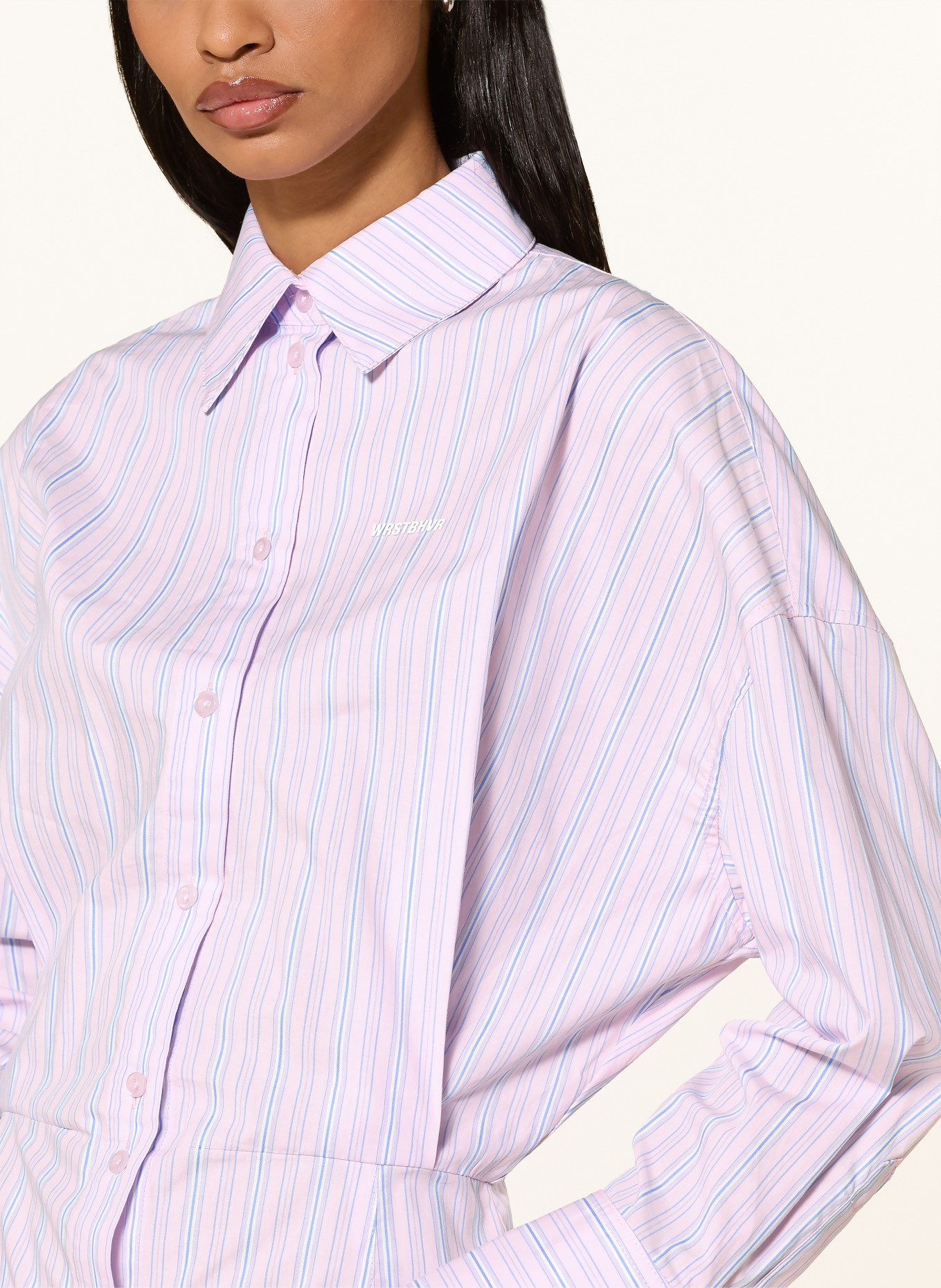 WRSTBHVR Rochie-cămașă TAVINA: ROZ / ALBASTRU DESCHIS / ALB