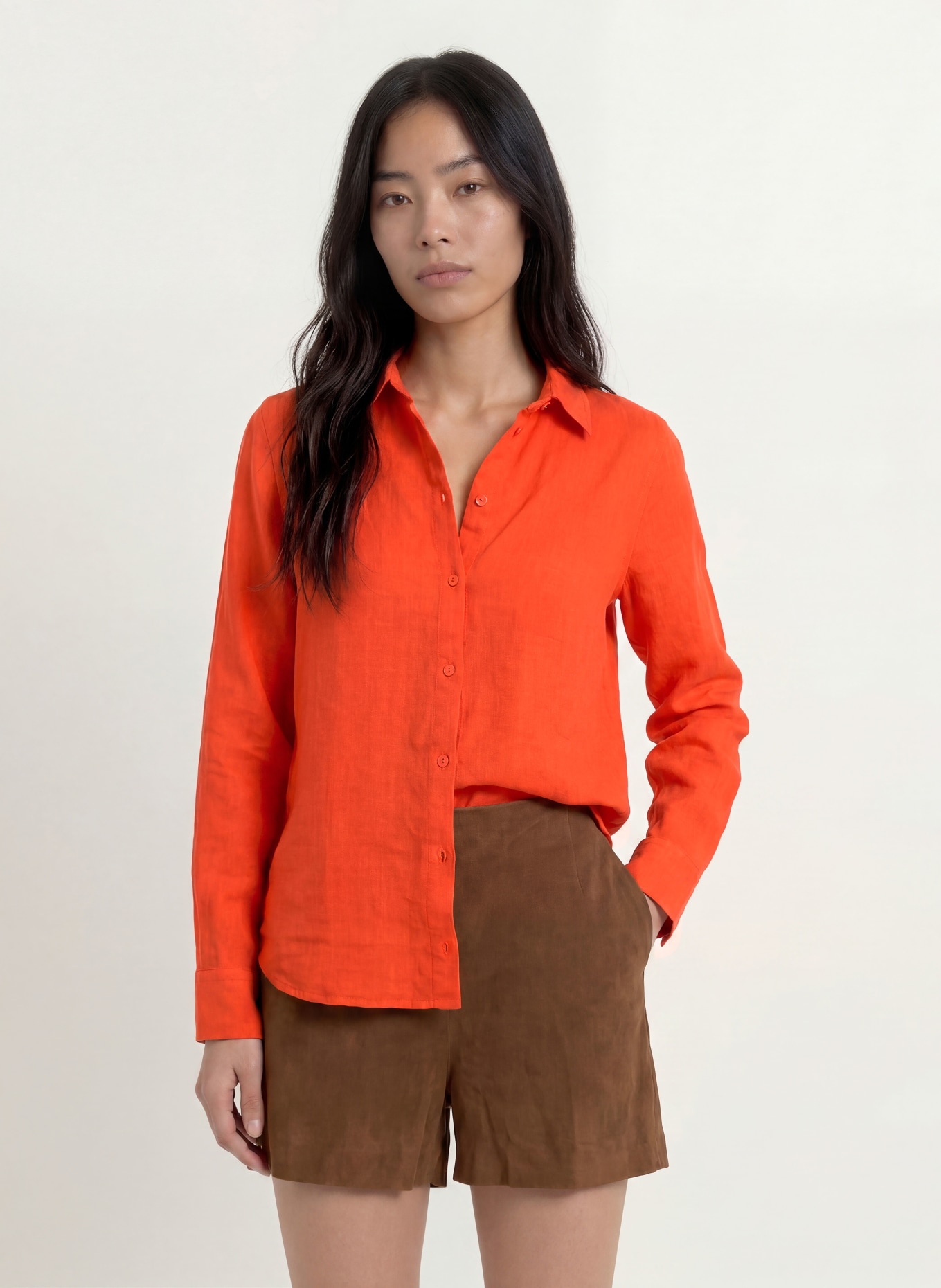 MOS MOSH Hemdbluse MMMARTINA aus Leinen: ORANGE
