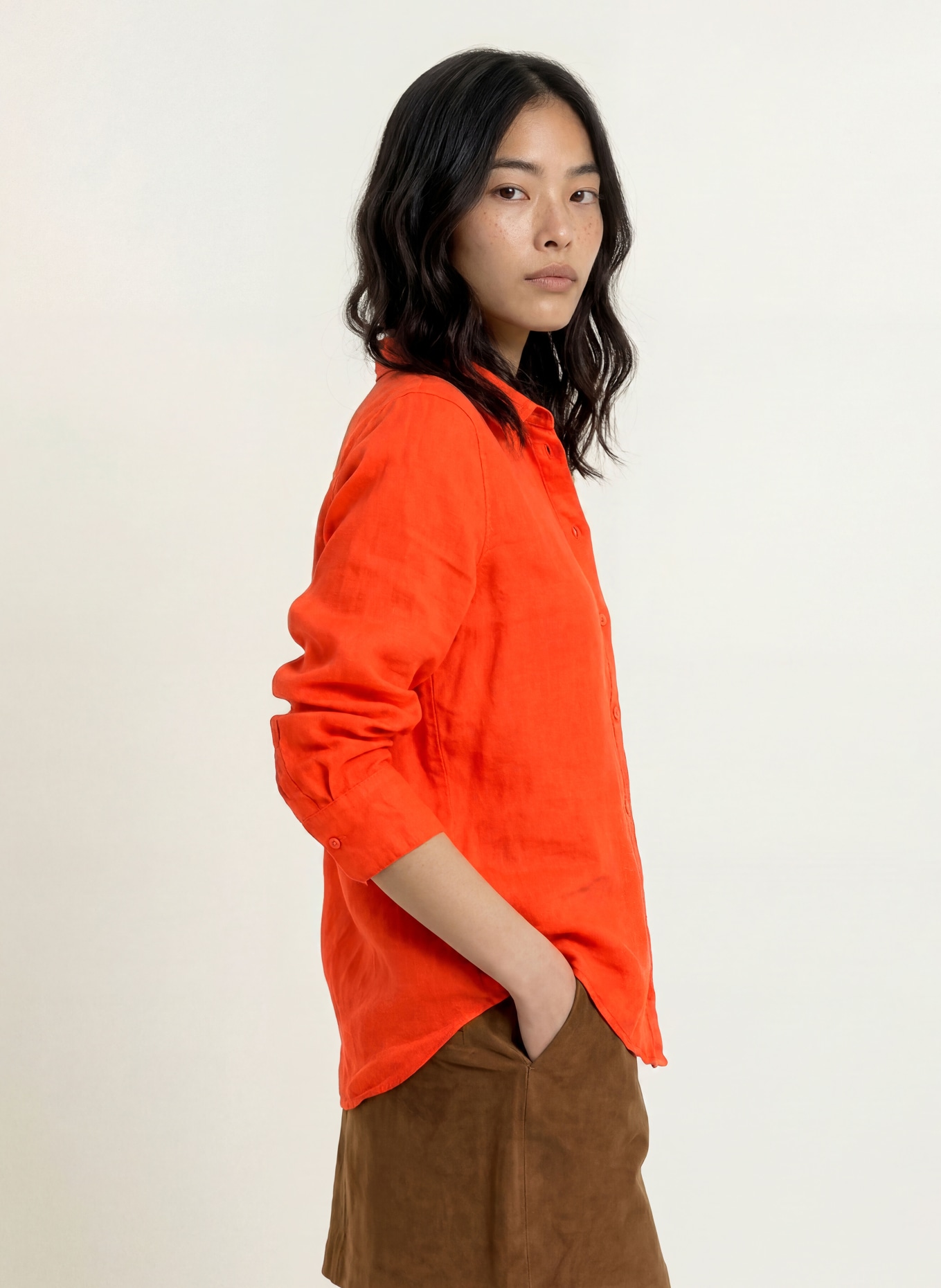 MOS MOSH Hemdbluse MMMARTINA aus Leinen: ORANGE