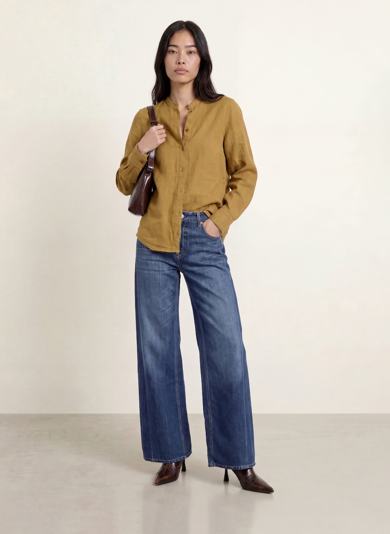 MOS MOSH MMARTINA Linen Blouse: KHAKI