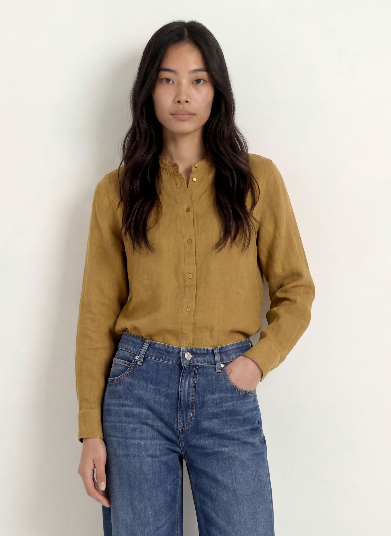 MOS MOSH MMARTINA Linen Blouse: KHAKI
