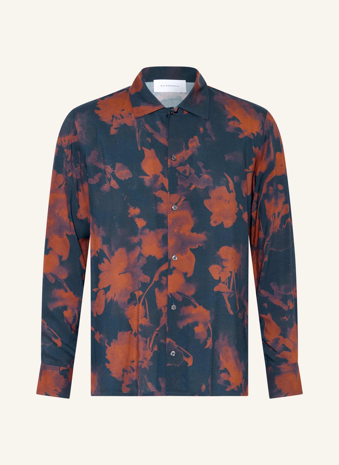 BALDESSARINI Slim-fit shirt: DARK BLUE / DARK ORANGE