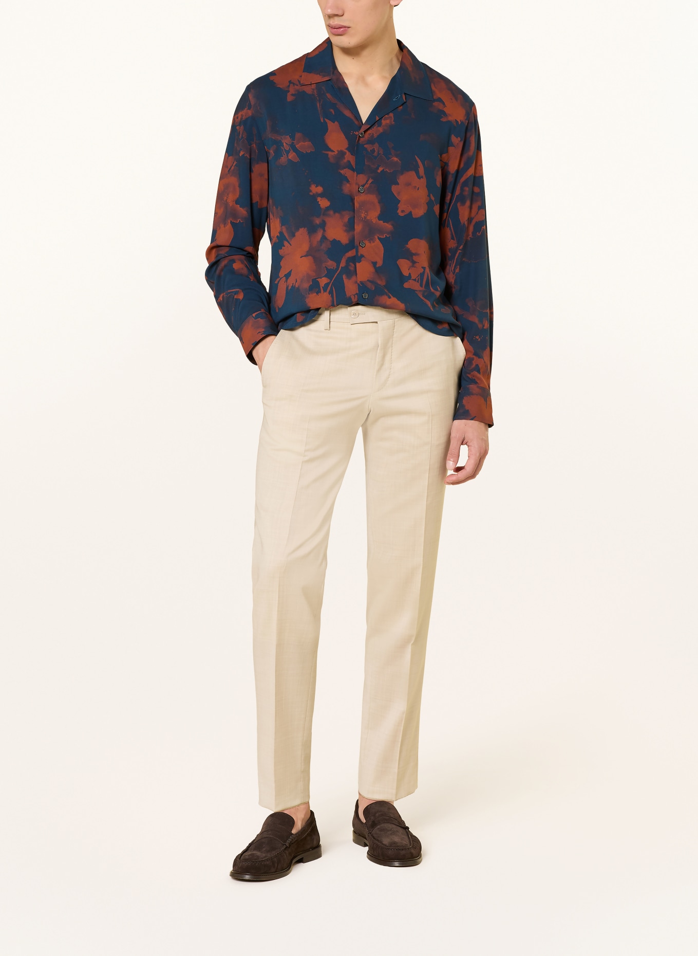 BALDESSARINI Slim-fit shirt: DARK BLUE / DARK ORANGE