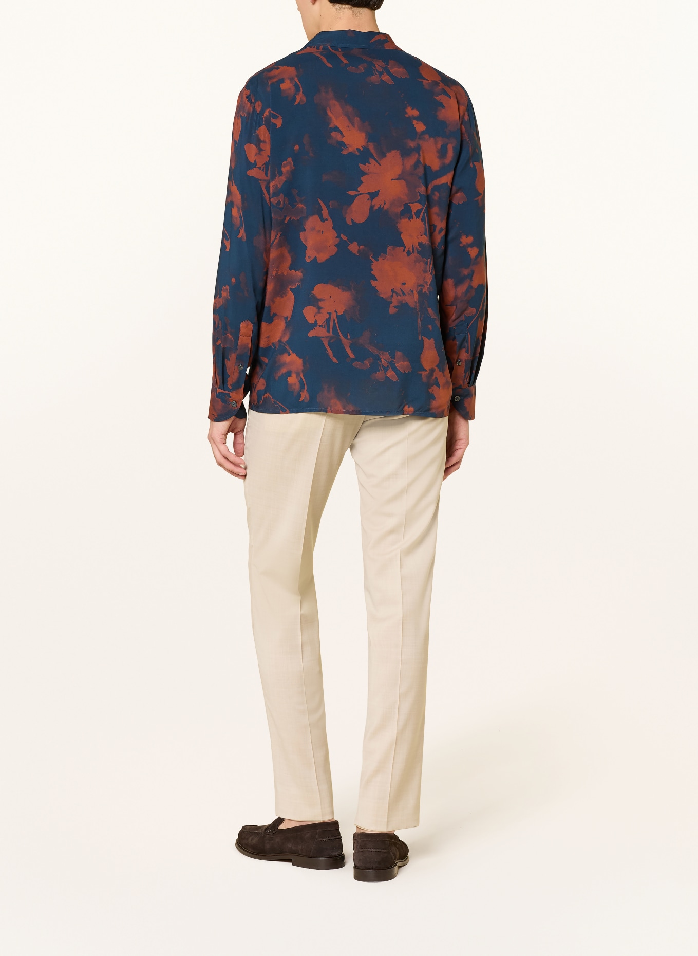 BALDESSARINI Slim-fit shirt: DARK BLUE / DARK ORANGE