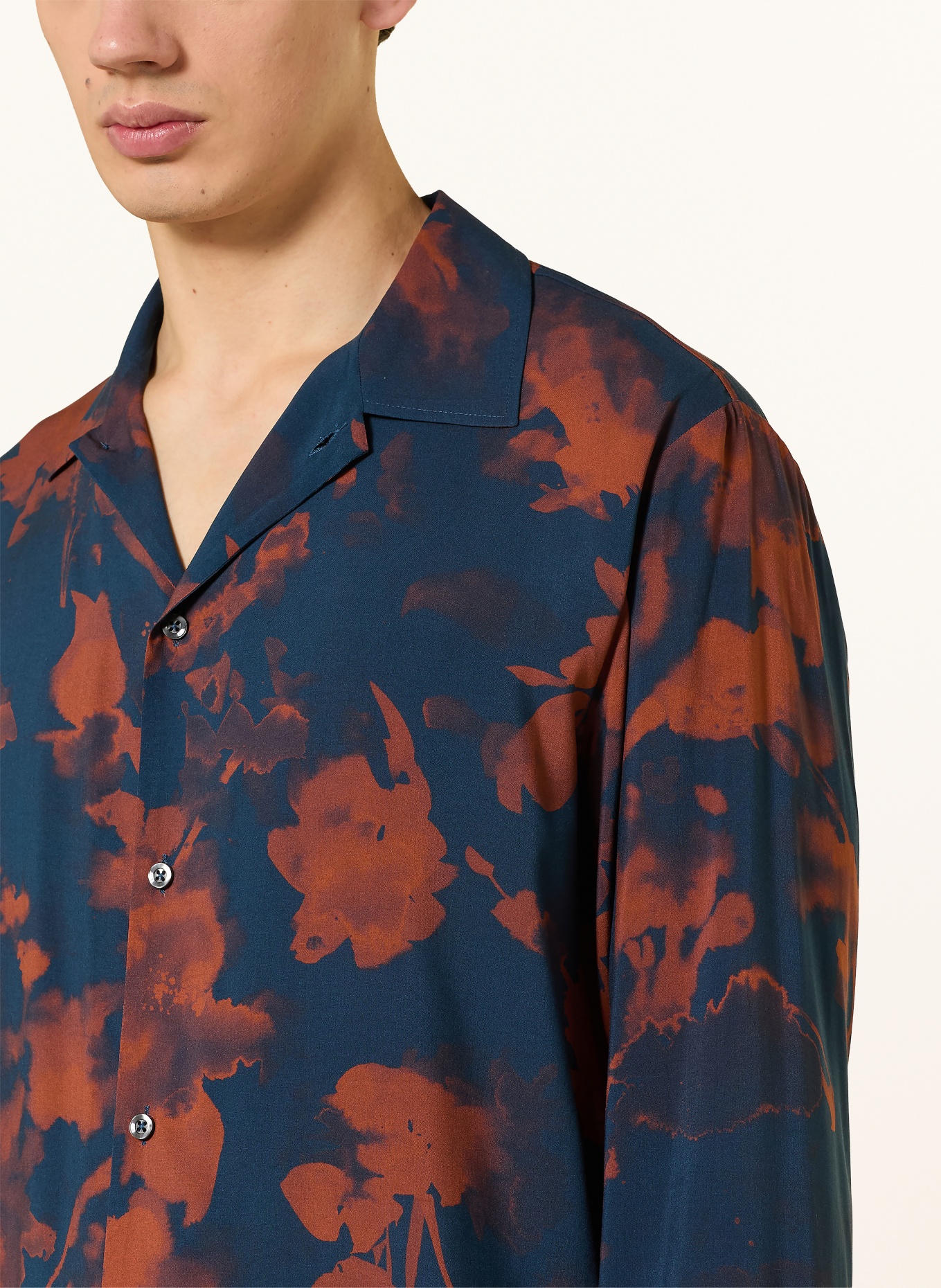 BALDESSARINI Slim-fit shirt: DARK BLUE / DARK ORANGE