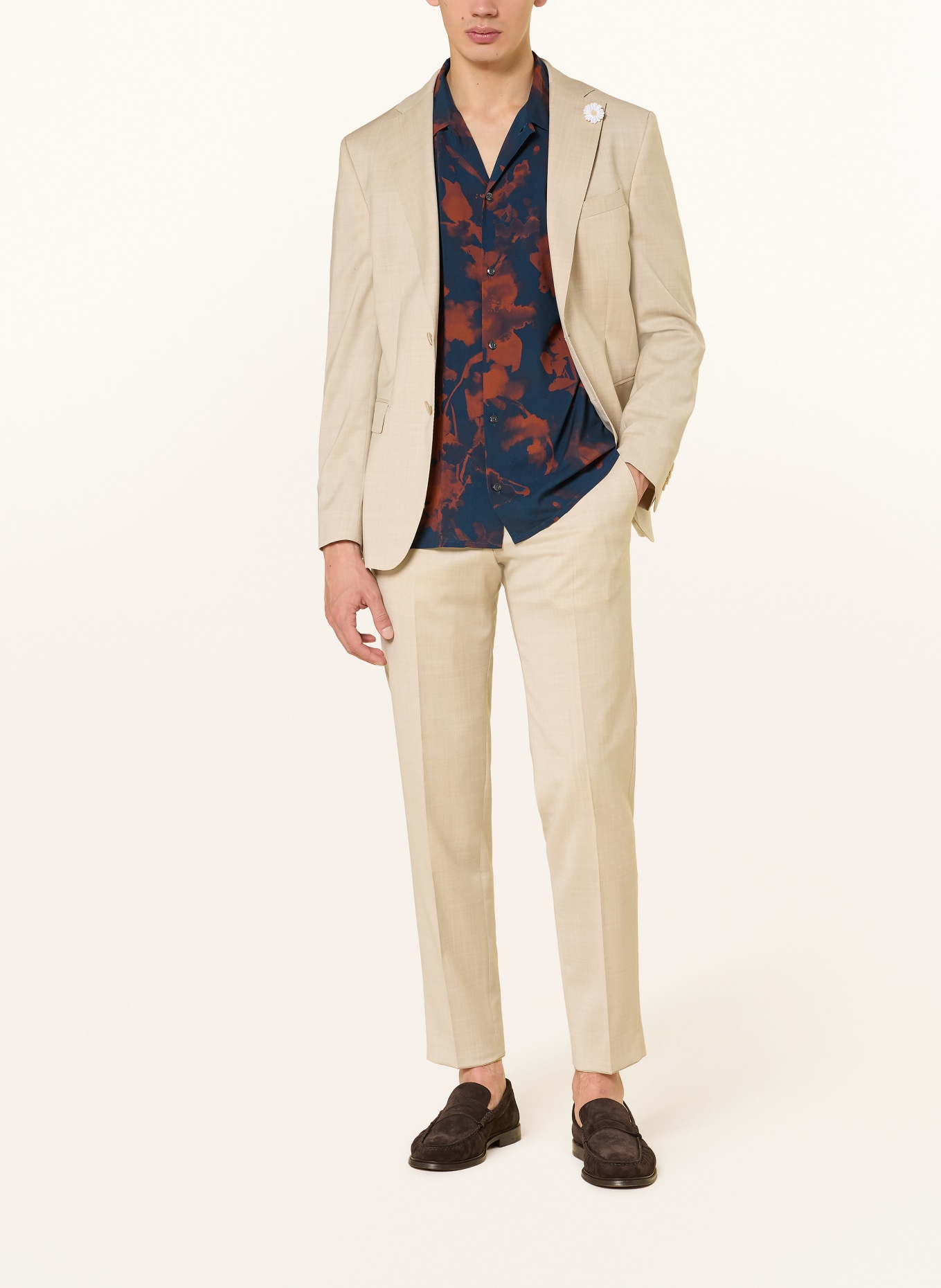 BALDESSARINI Slim-fit shirt: DARK BLUE / DARK ORANGE