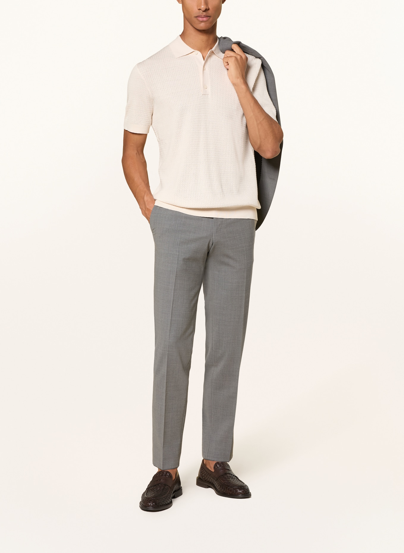 BALDESSARINI Polo en maille avec de la soie: CRÈME