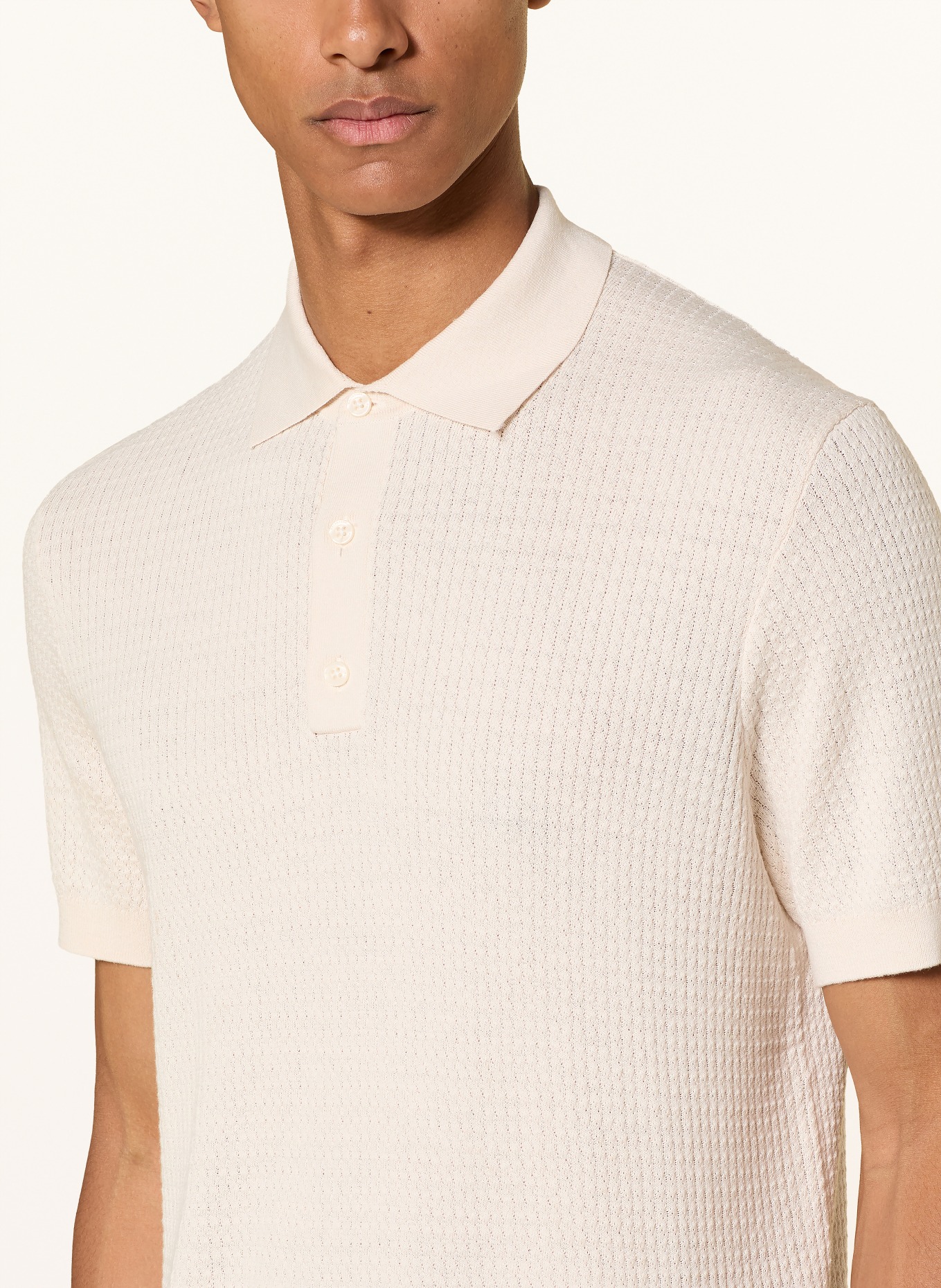 BALDESSARINI Polo en maille avec de la soie: CRÈME