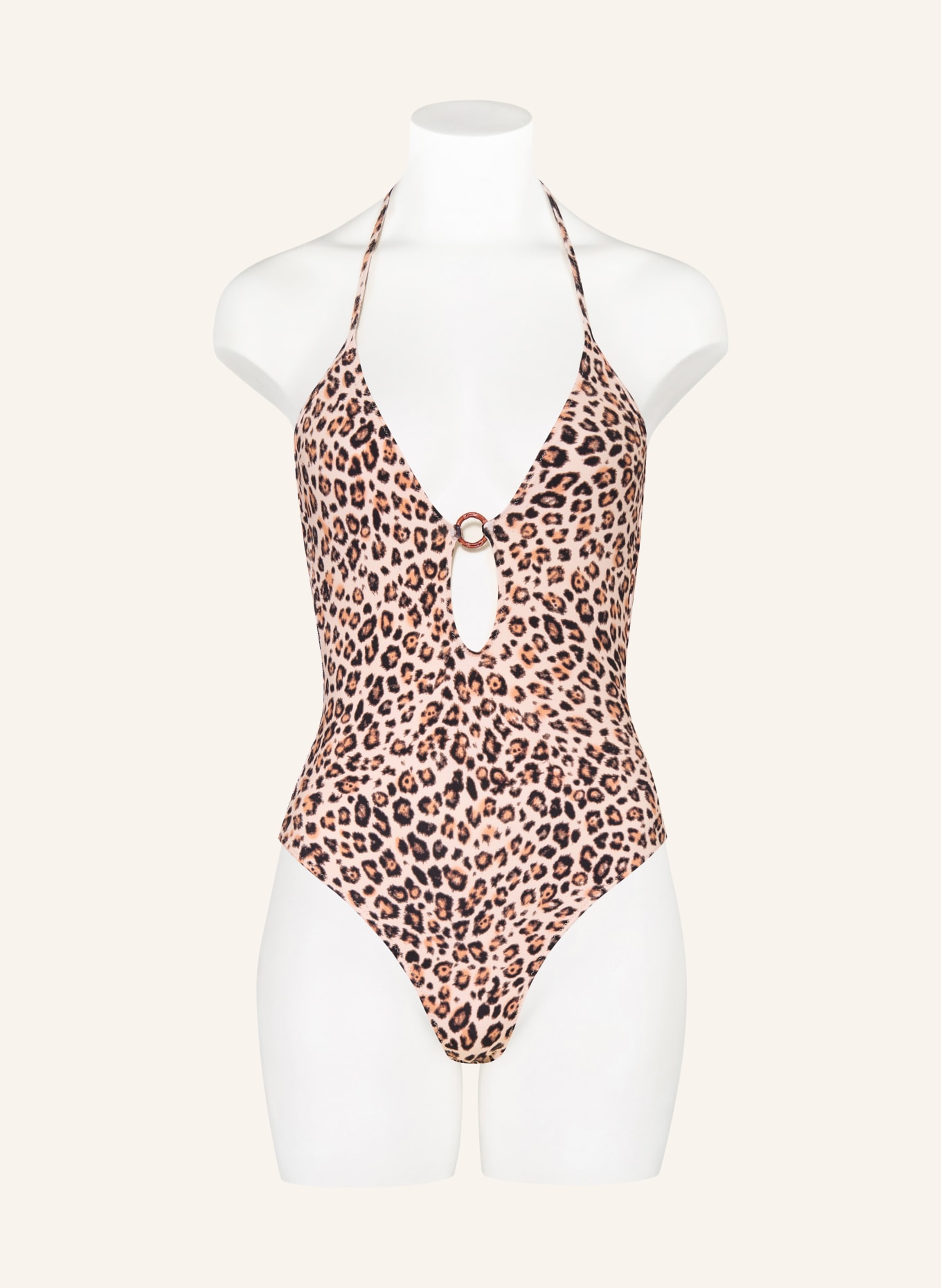 BANANA MOON Neckholder-Badeanzug MIRELO: BEIGE / COGNAC / SCHWARZ