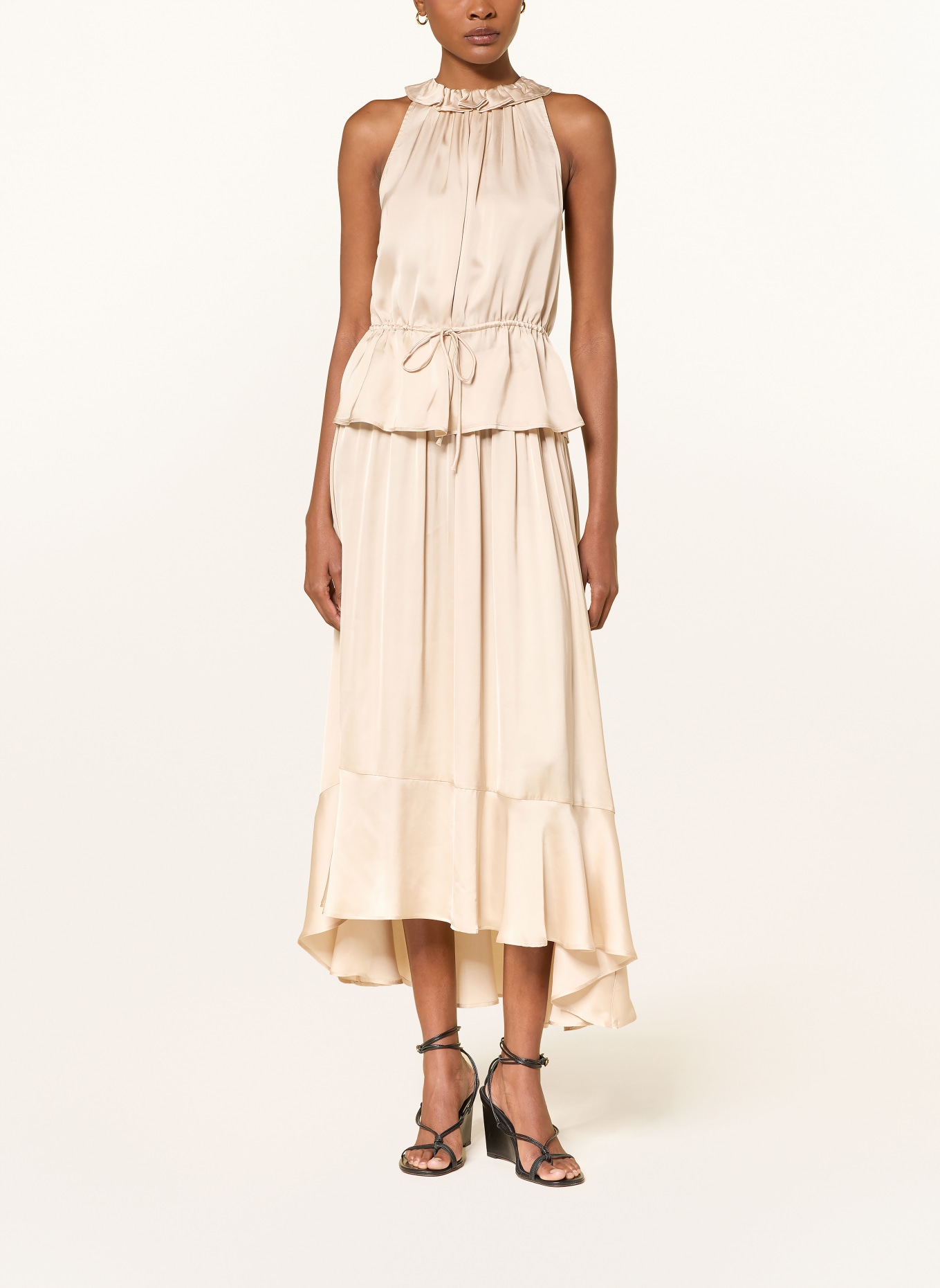 BOSS VESTA Satin Skirt: LIGHT BROWN