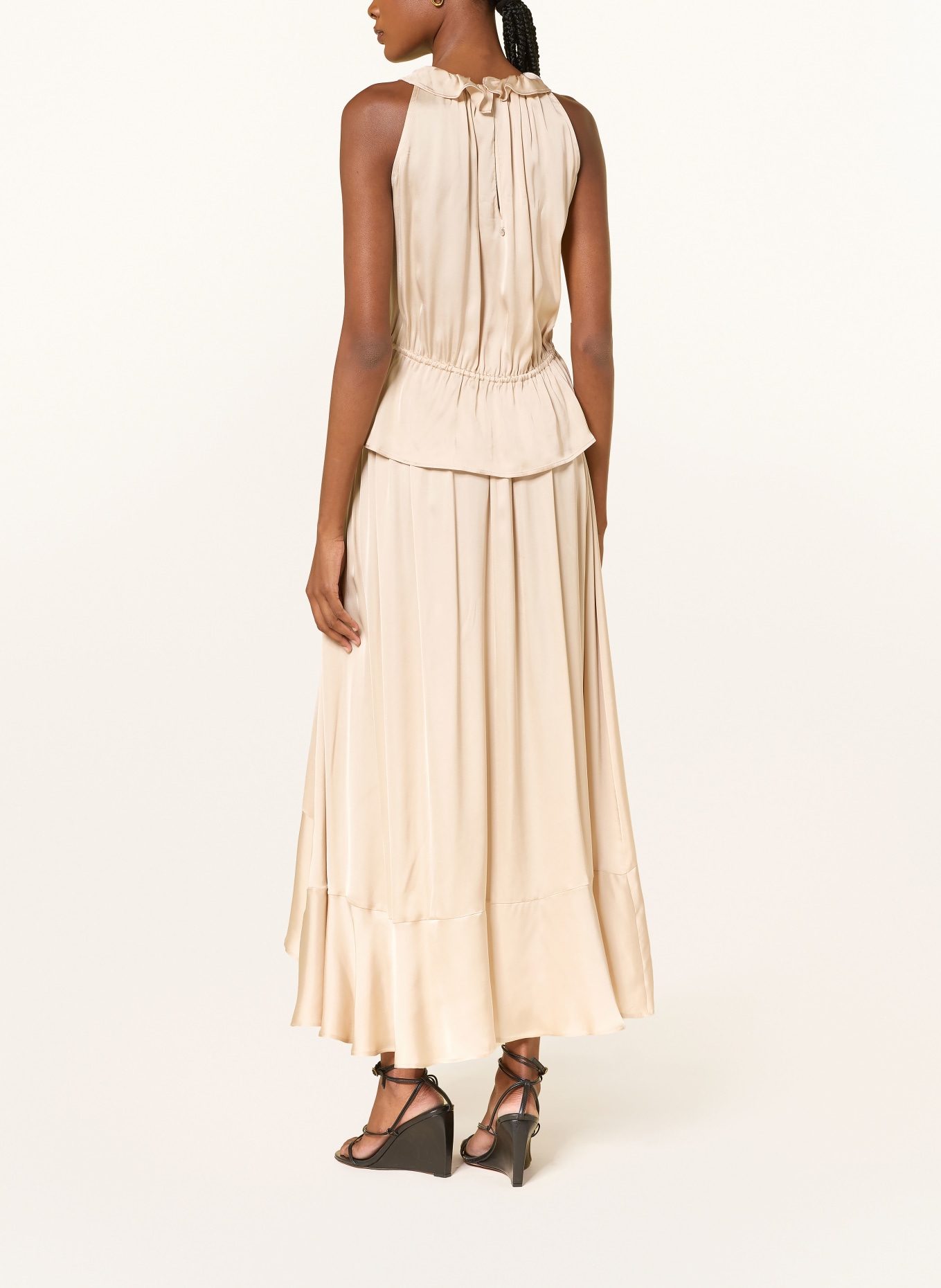 BOSS VESTA Satin Skirt: LIGHT BROWN