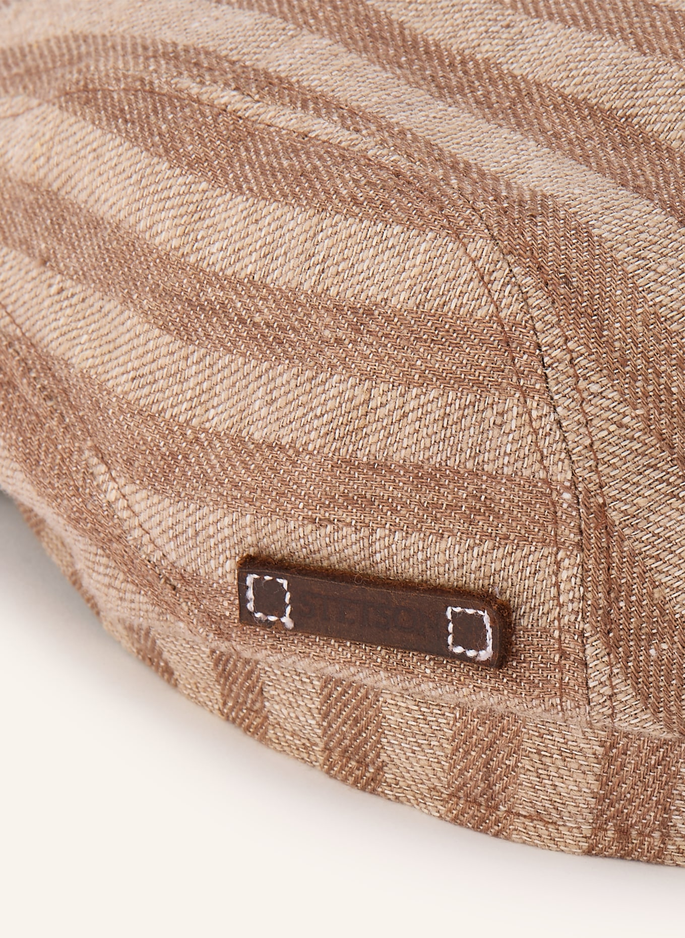 STETSON Flat cap with linen: BEIGE / LIGHT BROWN