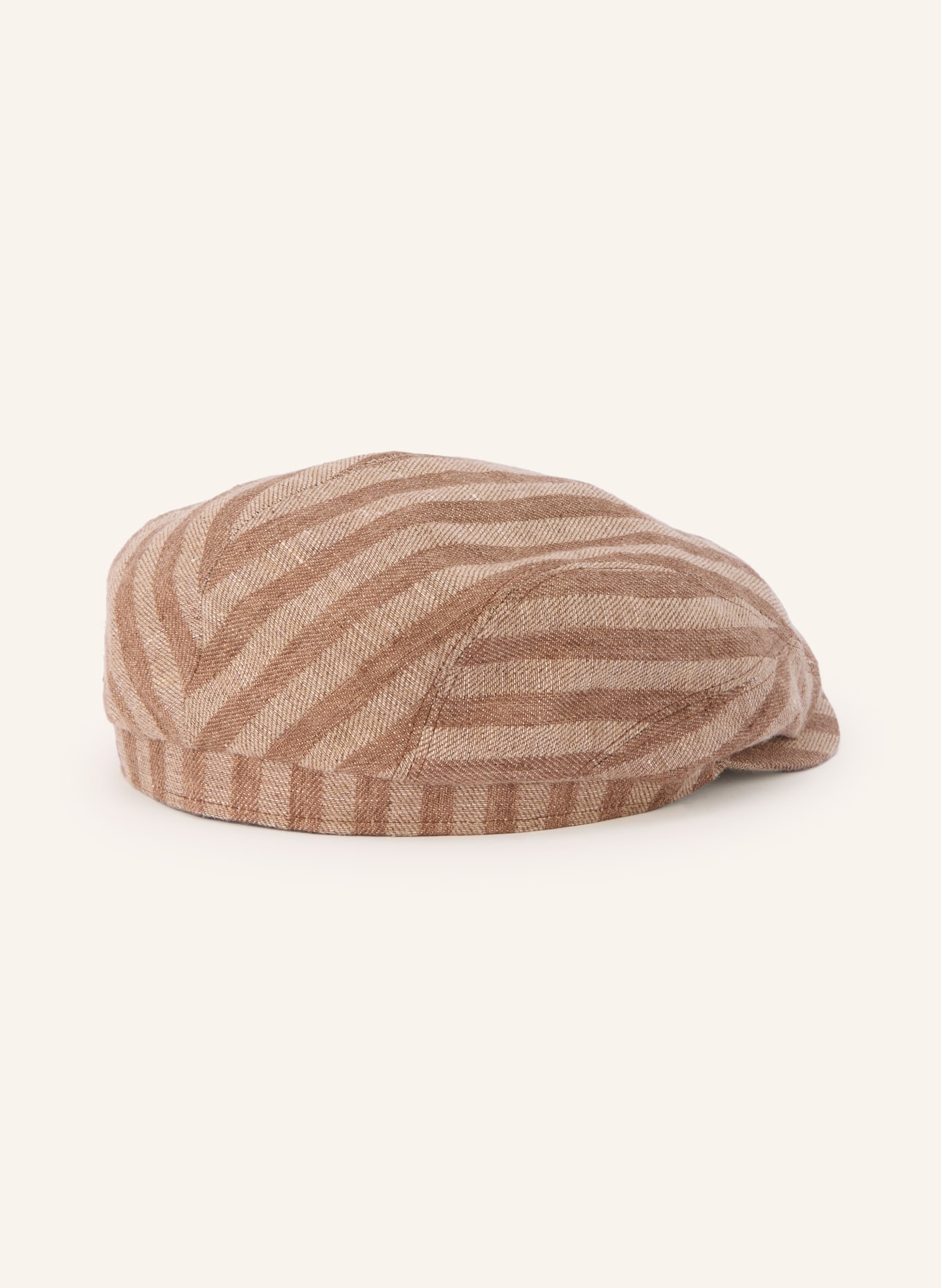 STETSON Flat cap with linen: BEIGE / LIGHT BROWN