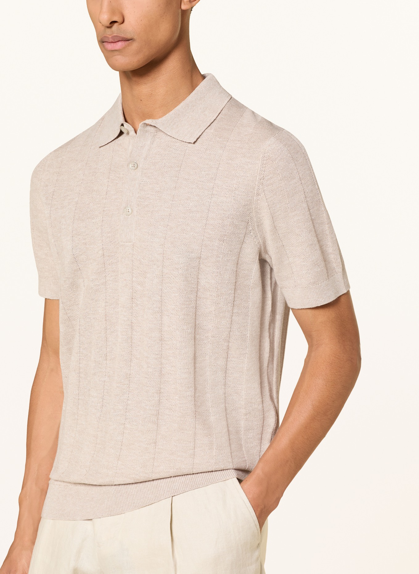 BRAX PASCAL Knit Polo Shirt: BEIGE