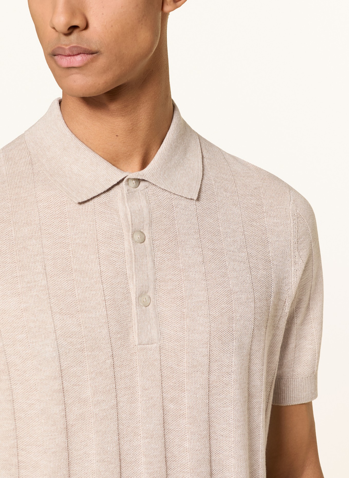 BRAX PASCAL Knit Polo Shirt: BEIGE