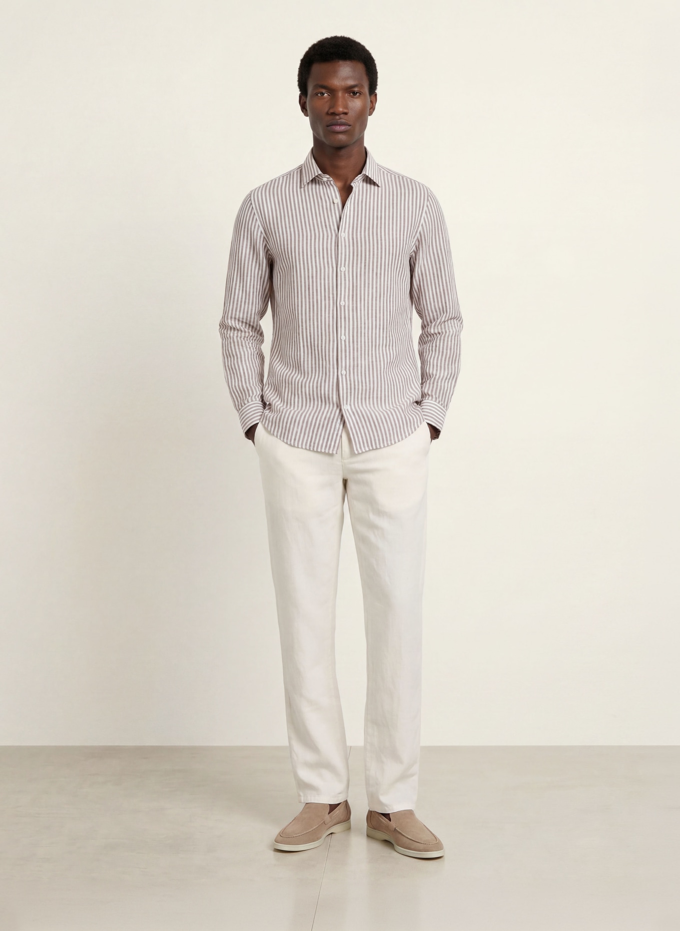 BRAX FABIO Modern Fit Linen Chinos: 99 WHITE