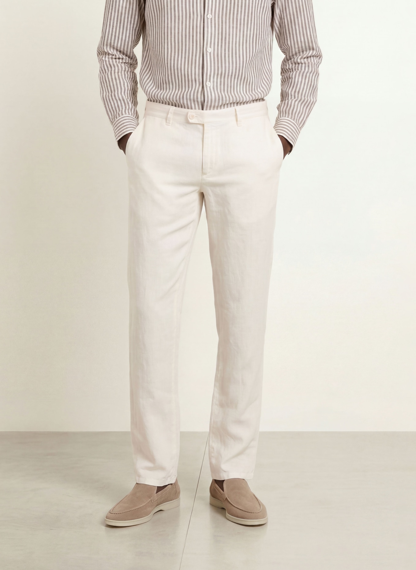 BRAX FABIO Modern Fit Linen Chinos: 99 WHITE