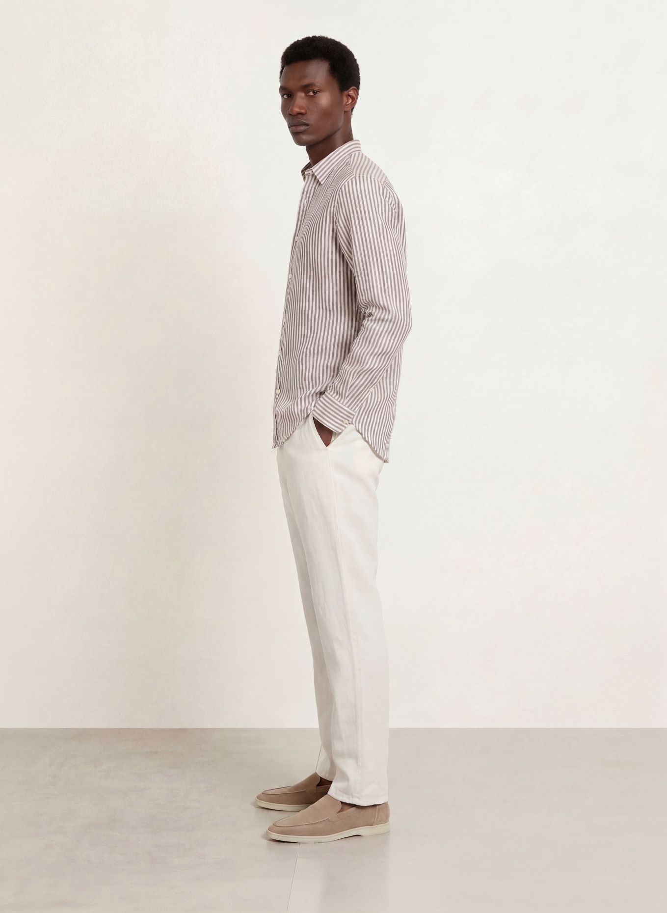 BRAX FABIO Modern Fit Linen Chinos: 99 WHITE