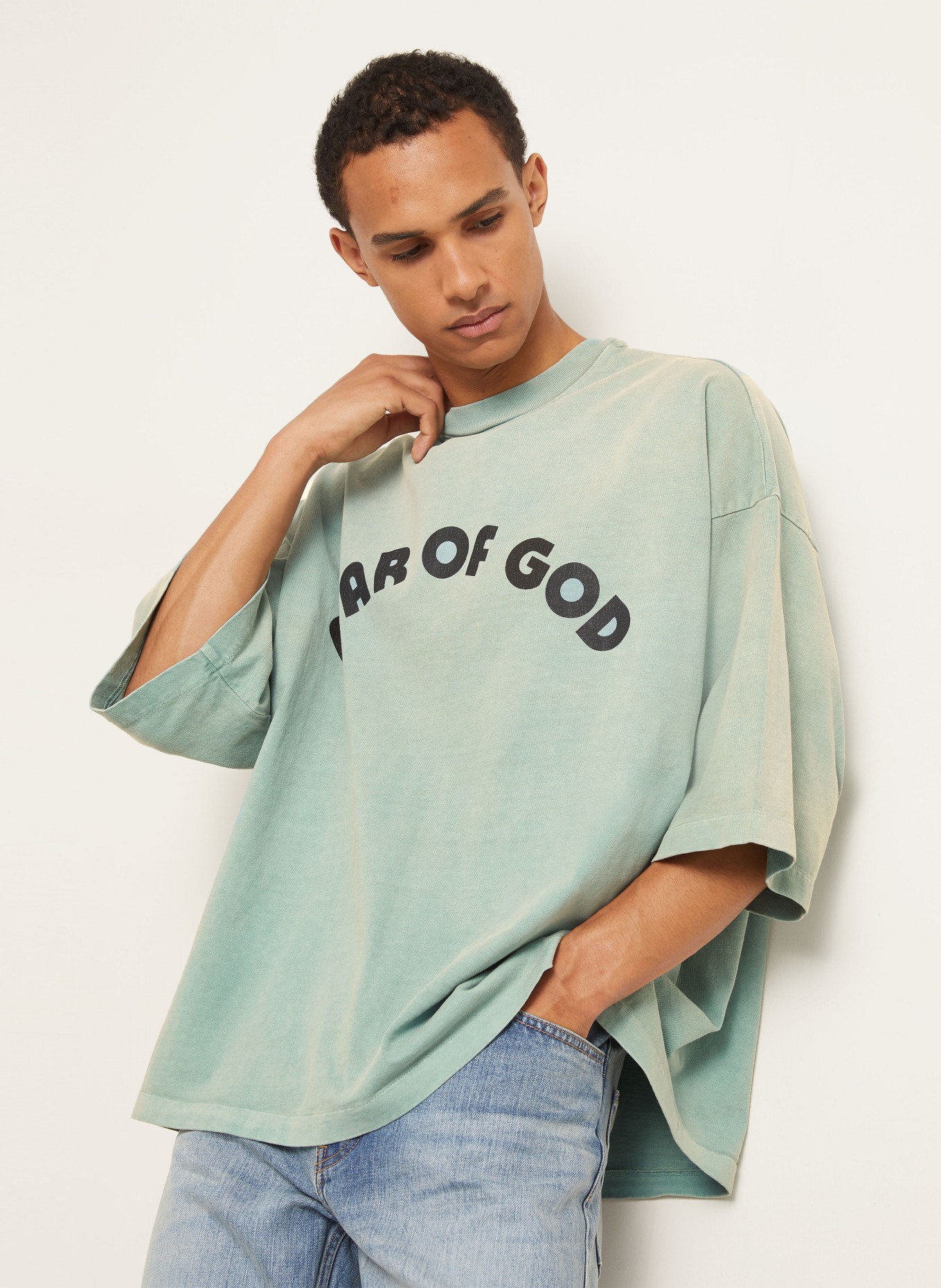 FEAR OF GOD Oversized-Shirt: MINT / SCHWARZ