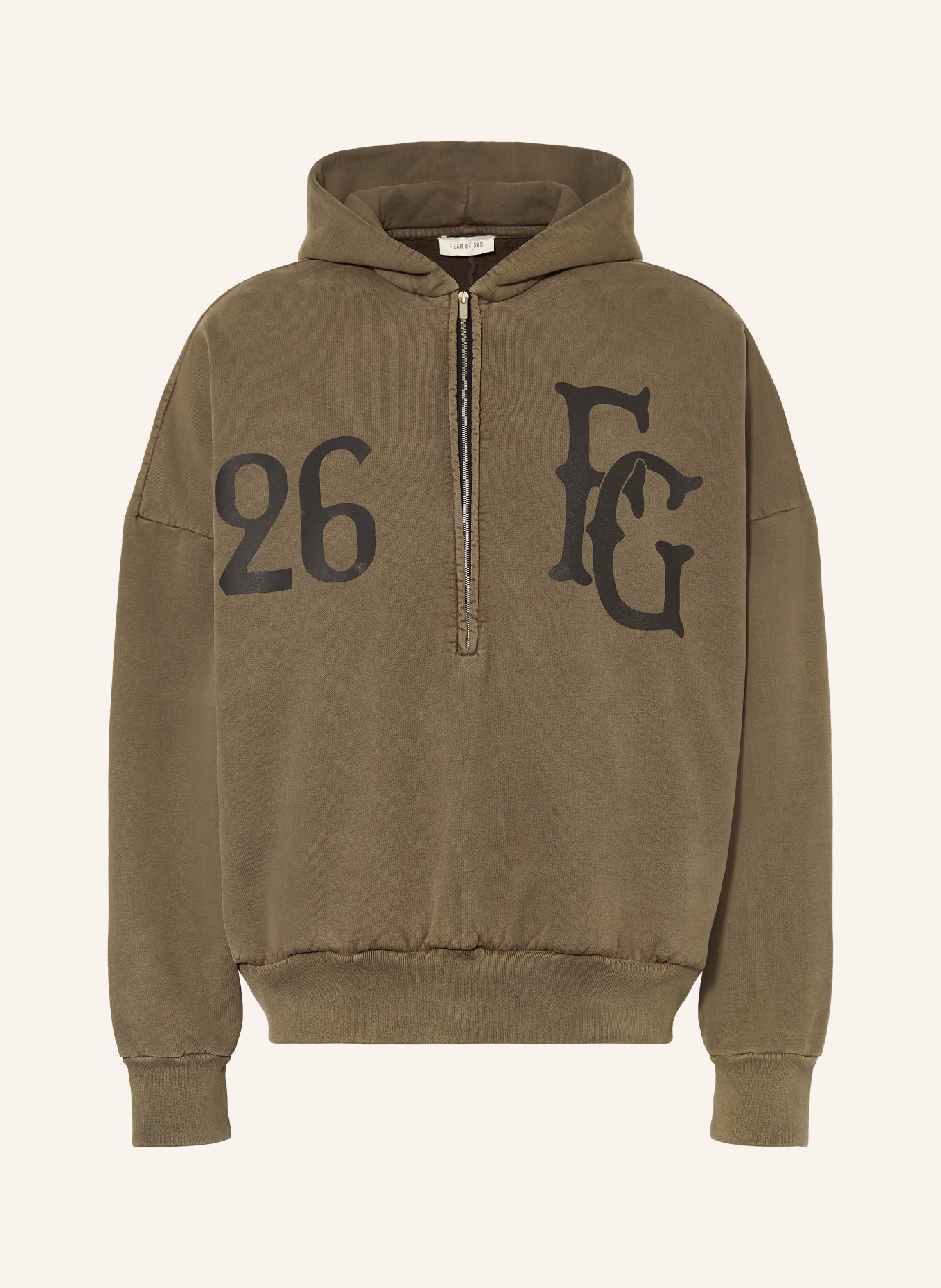 FEAR OF GOD Oversized hoodie: KHAKI / BLACK