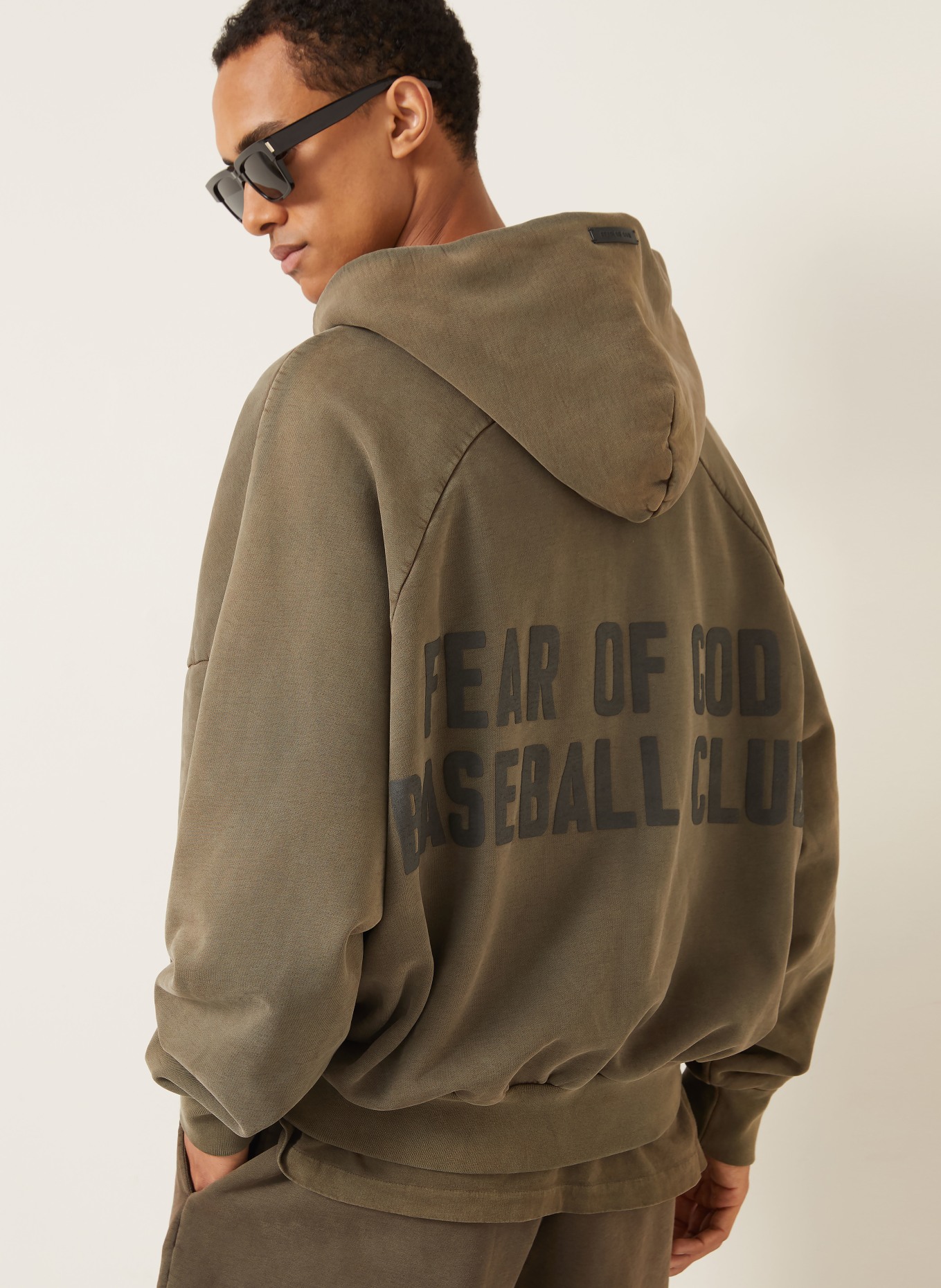 FEAR OF GOD Oversized hoodie: KHAKI / BLACK