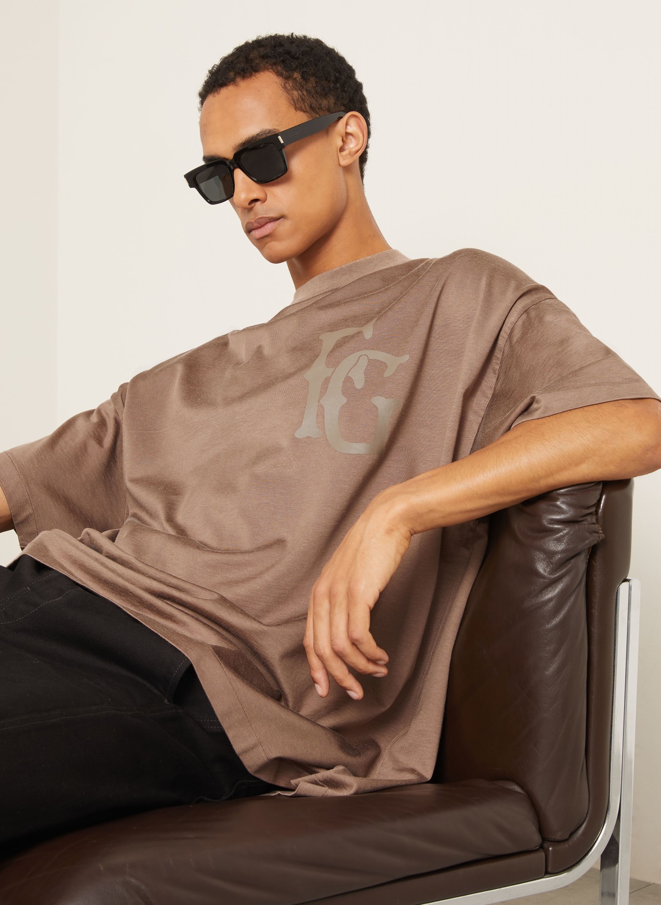 FEAR OF GOD Oversized shirt: BROWN
