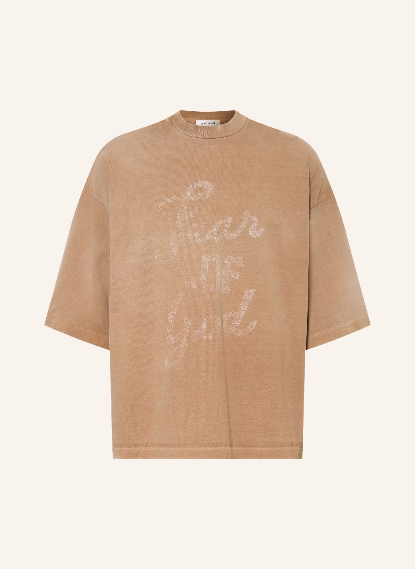 FEAR OF GOD Oversized tričko: SVĚTLE HNĚDÁ / TMAVĚ ŠEDÁ